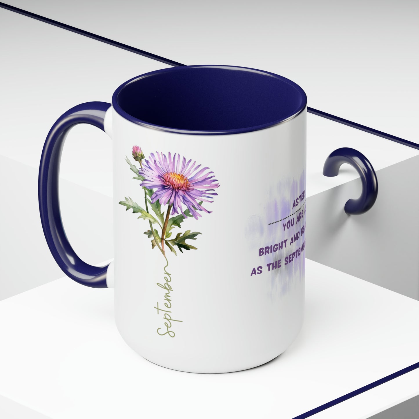 September Birth Month Flower Two-Tone Coffee Mugs, 15oz, Birth Month Flower mug.