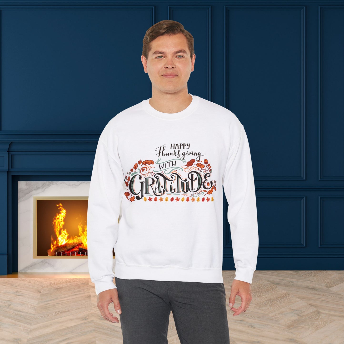 HappyThanksgiving With Gratitude  Sweatshirt - Unisex Heavy Blend, Happy Thanksgiving2024 Sweatshirt, Thanksgiving Gift, Festive Sweatshirt.