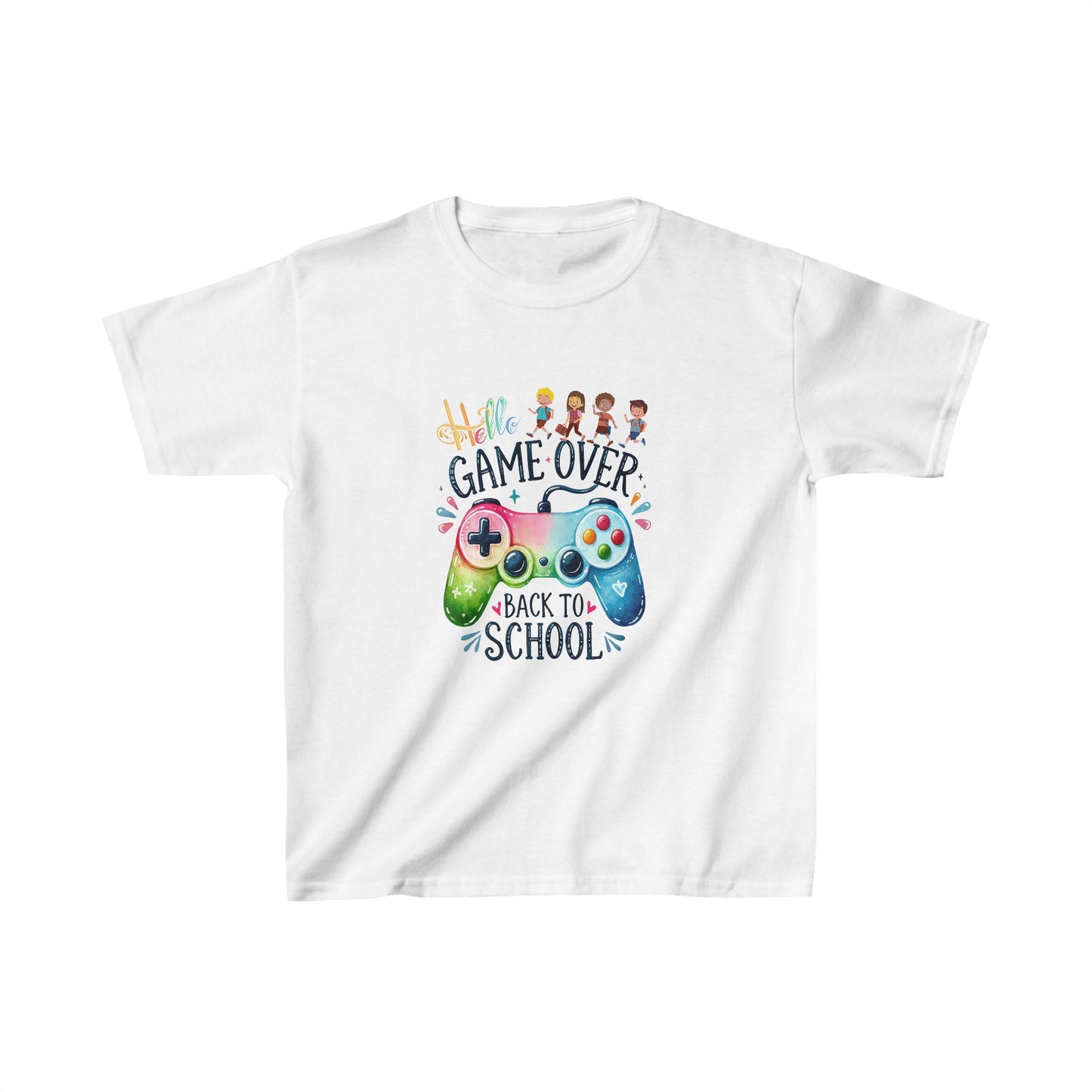 Hello Game Over Back To School Kids Heavy Cotton™ Tee, Back to school Kids Shirt, 1st Day Of School Shirt, Back To School Cotton T-Shirt.