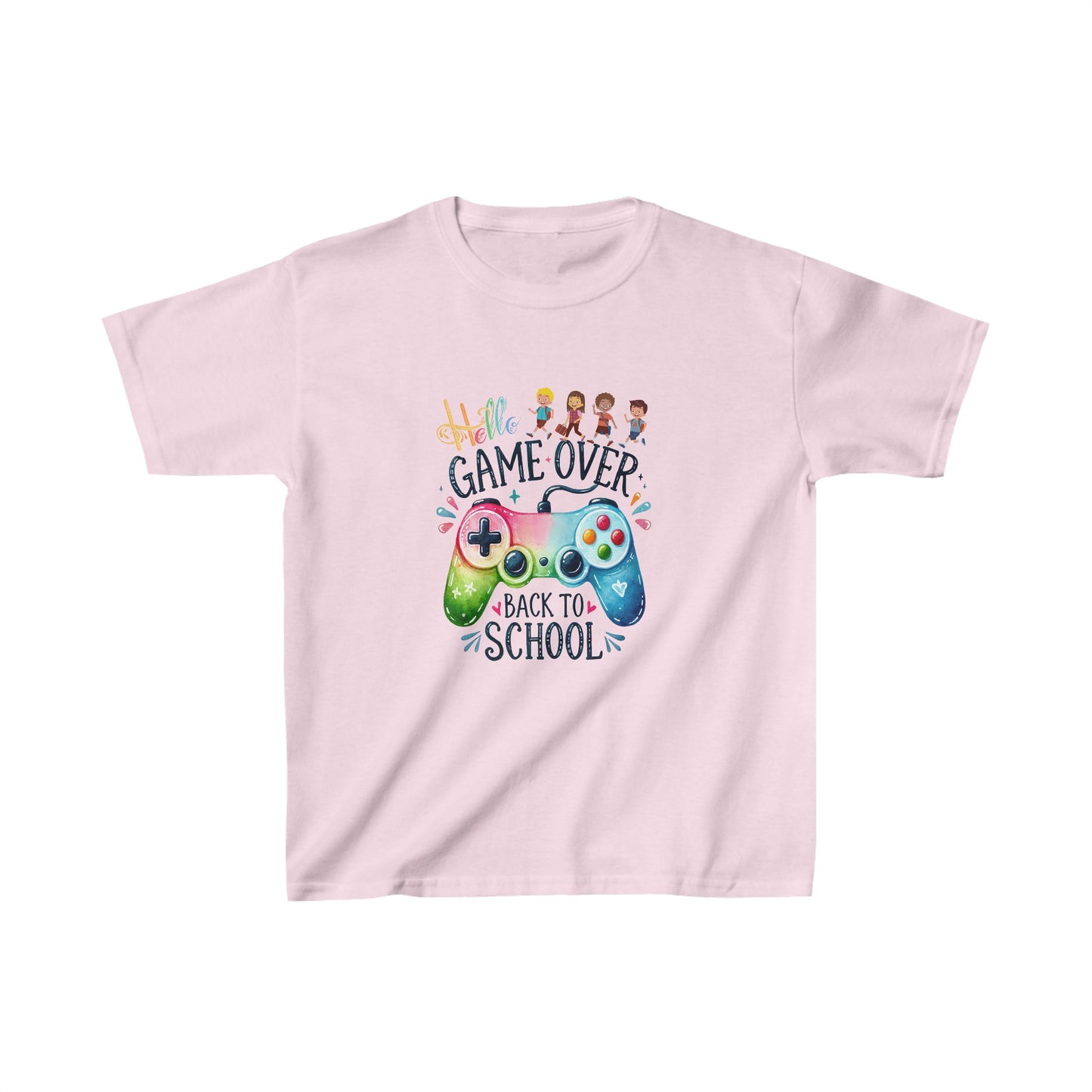 Hello Game Over Back To School Kids Heavy Cotton™ Tee, Back to school Kids Shirt, 1st Day Of School Shirt, Back To School Cotton T-Shirt.