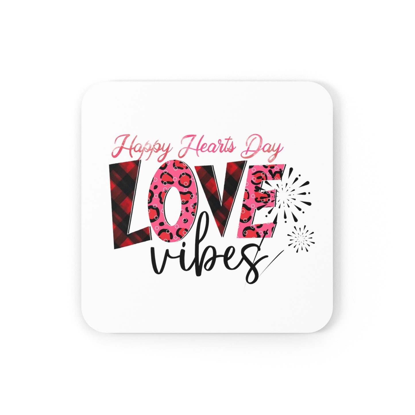 Happy Valentines Day Corkwood Coaster Set