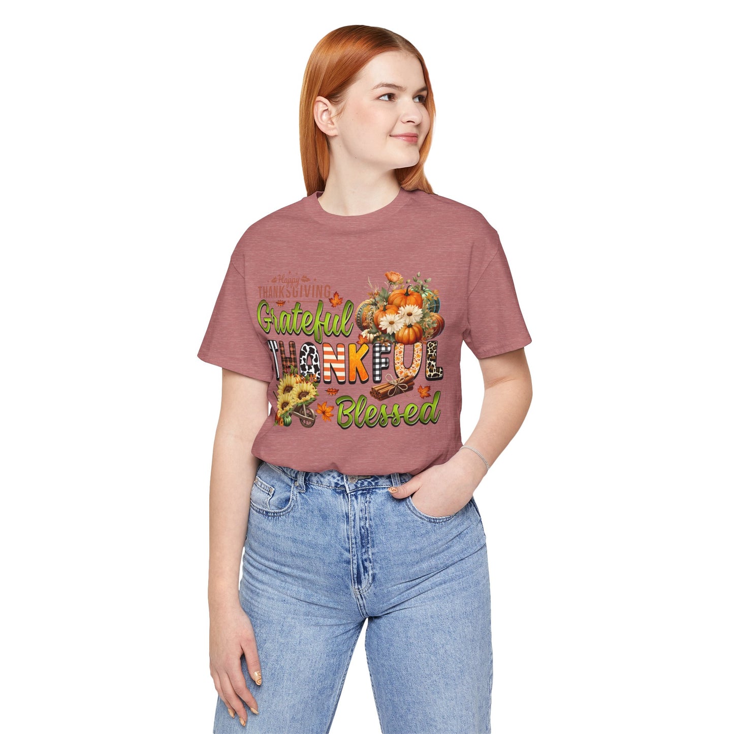 Grateful Thankful Blessed T-shirt, Happy Thanksgiving T-shirt, Happy thanksgiving 2024 T-shirt, Thanksgiving Gift,Turkey Shirt, Family Thanksgiving, Holiday Outfit.