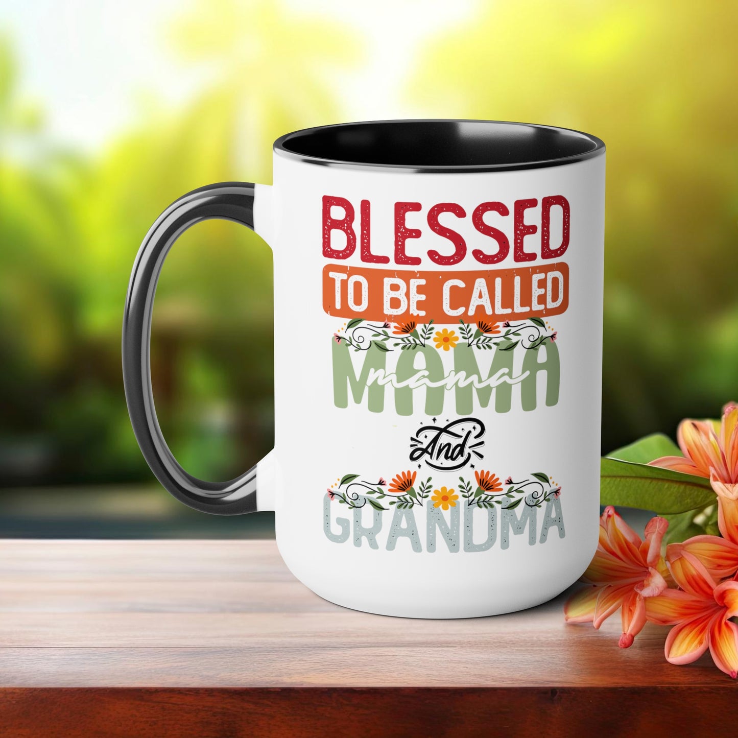 Happy Mother's dayTow-Tone Coffee Mug.15oz, Gift for mom & grandma, Mama's Coffee Mug