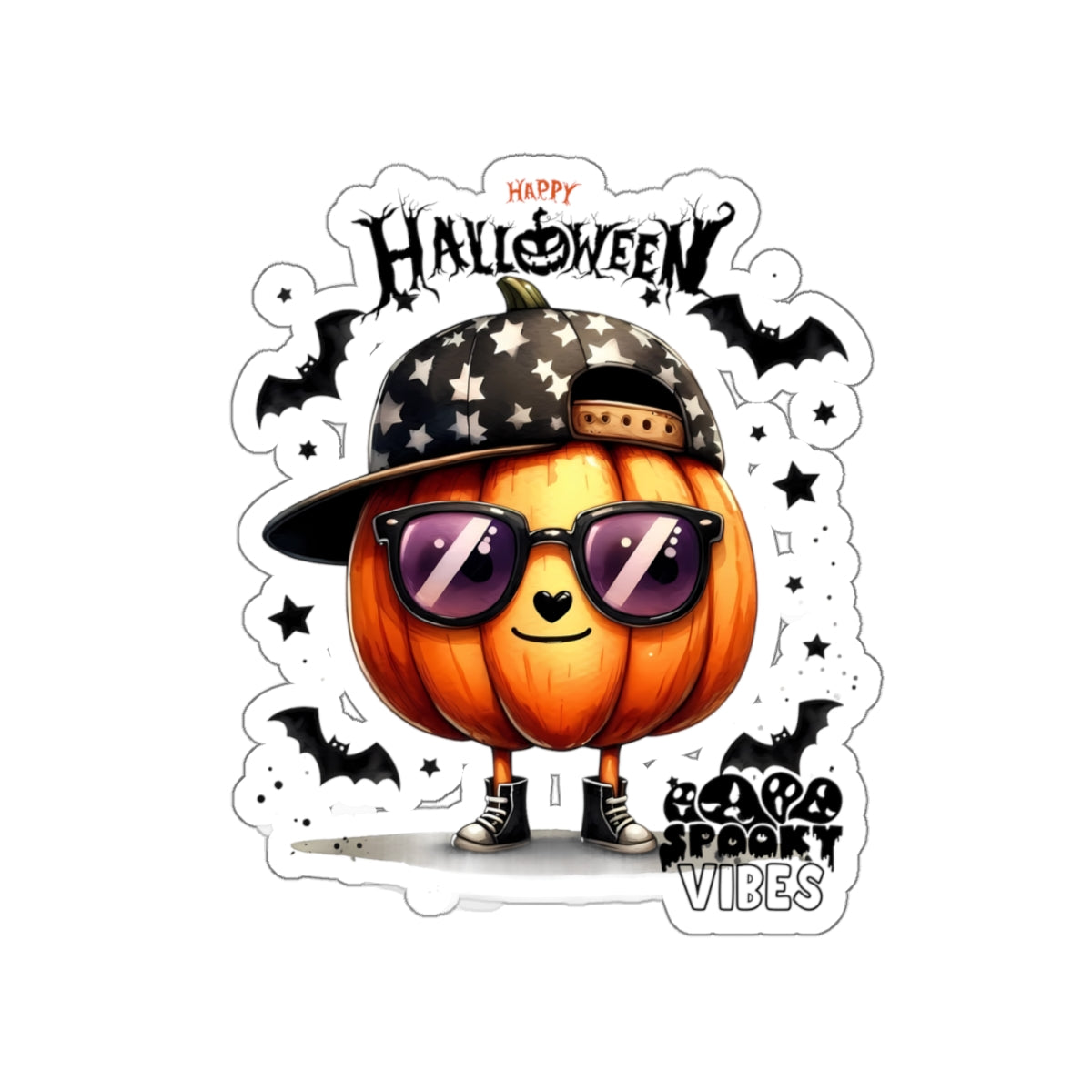 Spooky Vibes Happy Halloween Kiss-Cut Stickers, Happy Halloween Kiss-Cut Stickers, Spooky Season Kiss-Cut Stickers, Trick Or Treat Halloween Kiss-Cut Stickers.