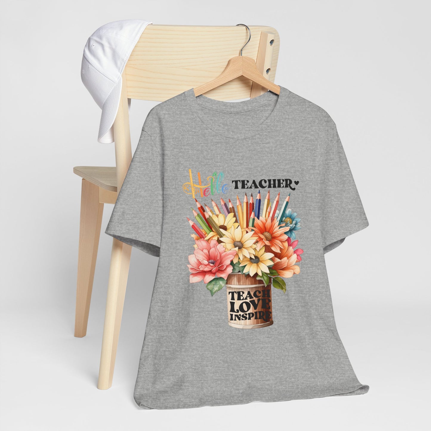 Hello Teacher T-Shirt, Back To School T-Shirt, Teach Love Inspire Teacher Shirt, Teacher Back To school unisex jersey short sleeve.First Day Vibes T-Shirt.