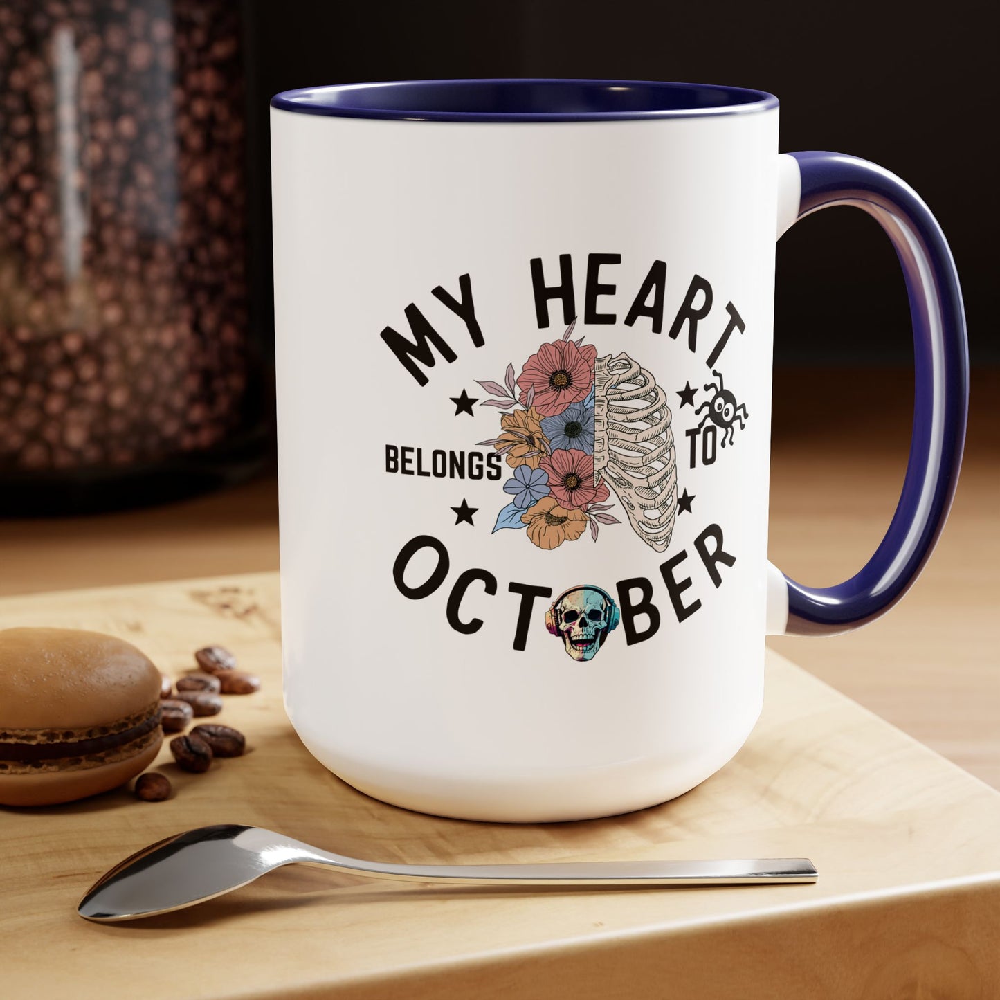 My Heart Belongs To October Halloween Coffee Mug,  Let's Go Halloween Coffee Mug, Trick or Treat Halloween Coffee Mug, Cute Skeleton Coffee Mug, Spooky Season Halloween Coffee Mug.