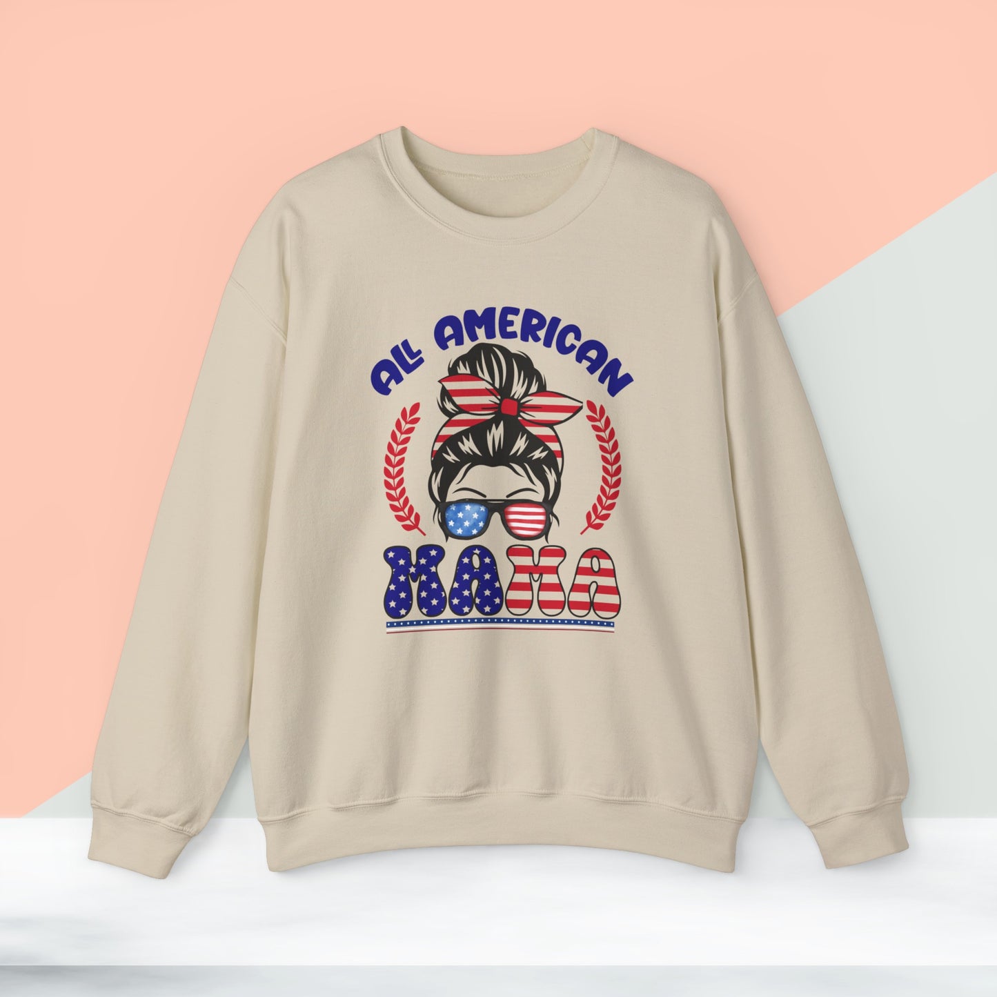 Happy 4th Of July Sweatshirt, All American Mama Sweatshirt, Fourth of July unisex heavy blend crewneck sweatshirt.