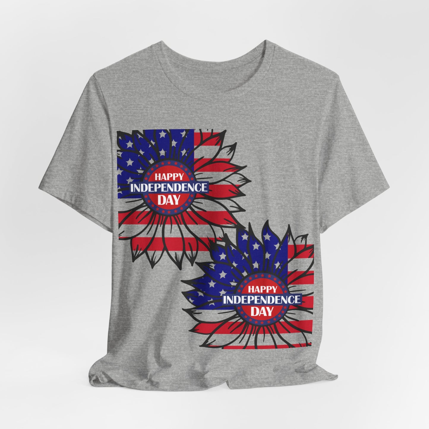 4th of July T-Shirt, Happy Independence Day Sunflower T-Shirt, Fourth of July unisex jersey short sleeve.