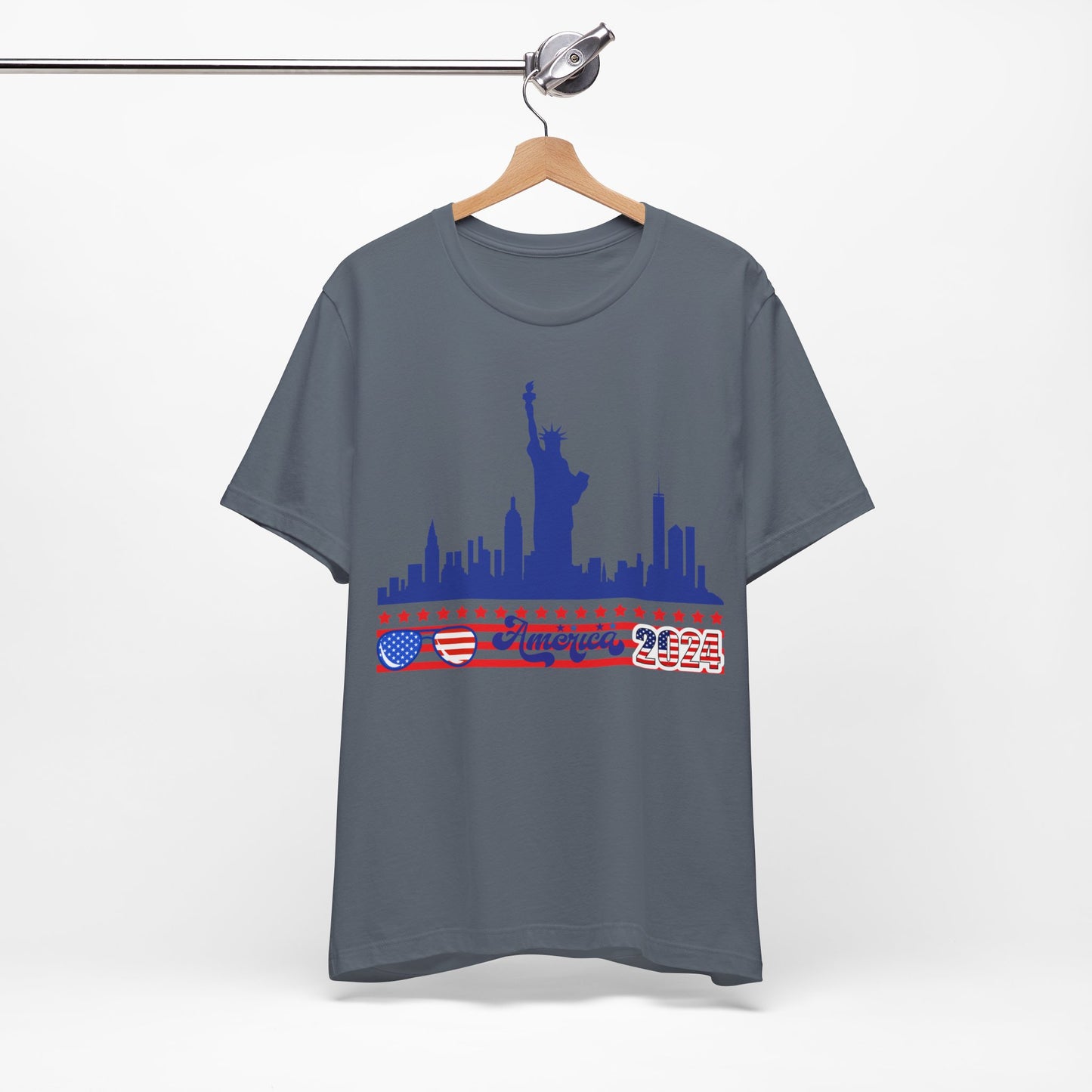 4th of July T-shirt, Sweet Land Of Liberty T-Shirt, Fourth of July unisex jersey short sleeve, America, Flag, Peace Love America. Proud To Be An American, Red White Blue.