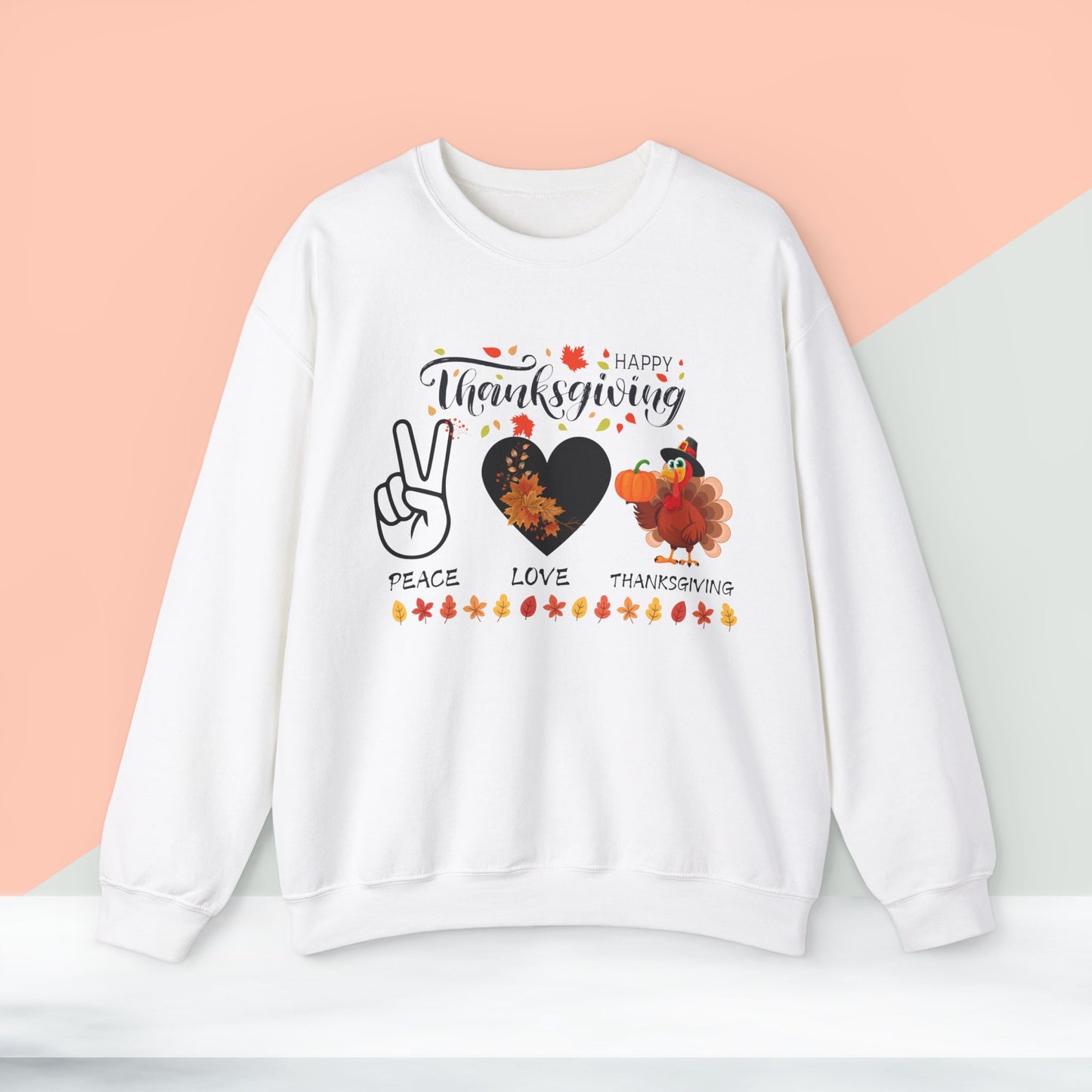 Peace,Love,Thanksgiving Sweatshirt, HappyThanksgiving Sweatshirt - Unisex Heavy Blend, Happy Thanksgiving2024 Sweatshirt, Thanksgiving Gift, Festive Sweatshirt.