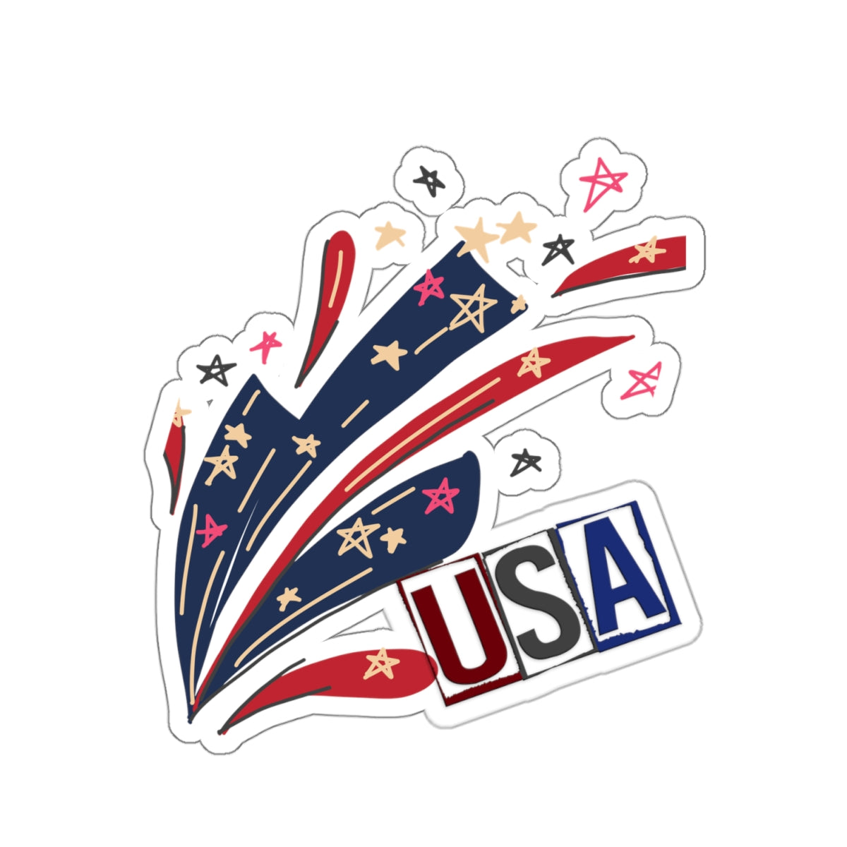 Happy 4th Of July Kiss-Cut Stickers, America, Flag, Peace Love America. Proud To Be An American, Red White Blue stickers. United Fourth of July Stickers.