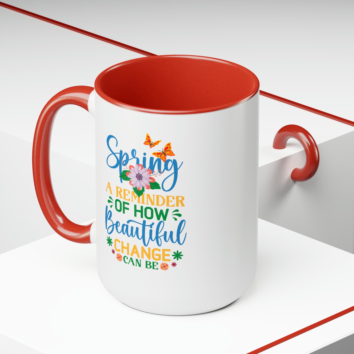 Spring Time Two-Tone Coffee Mugs, 15oz