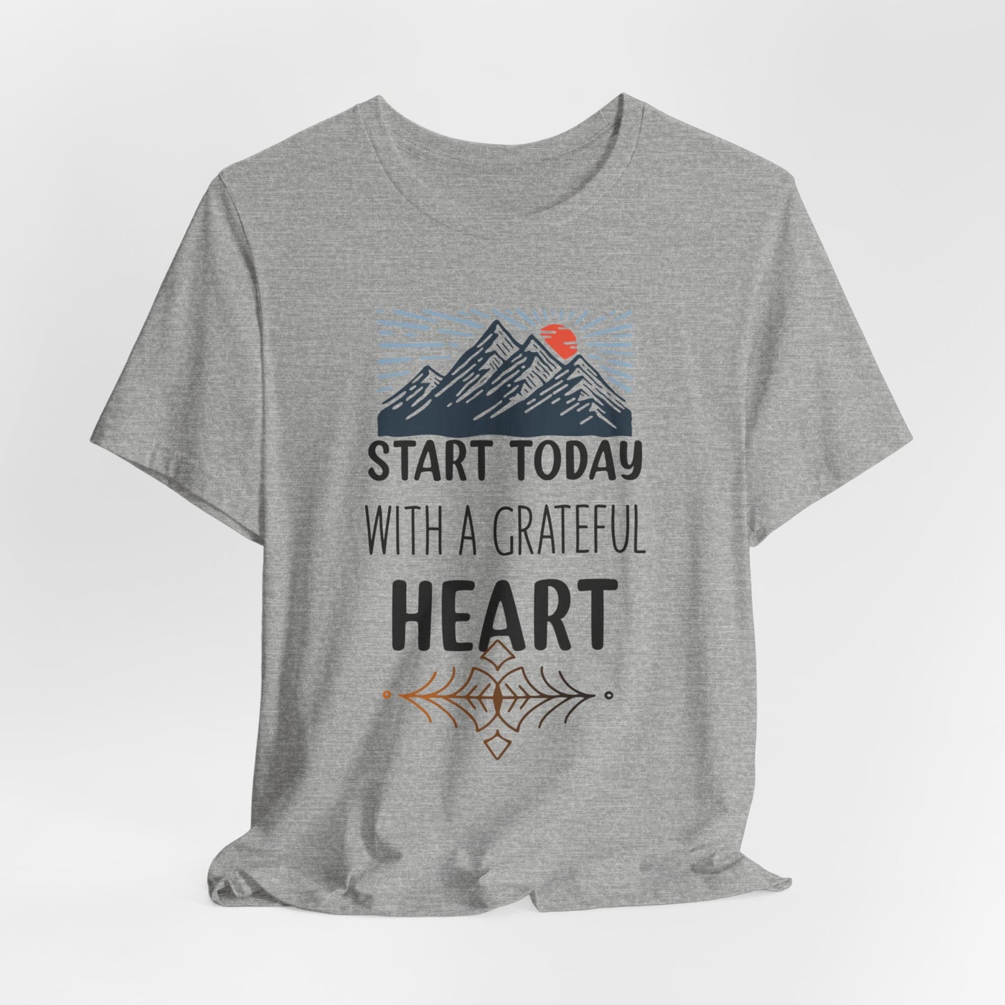 Start Today With A Grateful Heart Yoga T-Shirt, Cute Yoga workout Shirt, Yoga lovers T-shirt, Yoga Instructor Gift, Gym shirt, Gift For Yoga lover, Gift For Yogi.