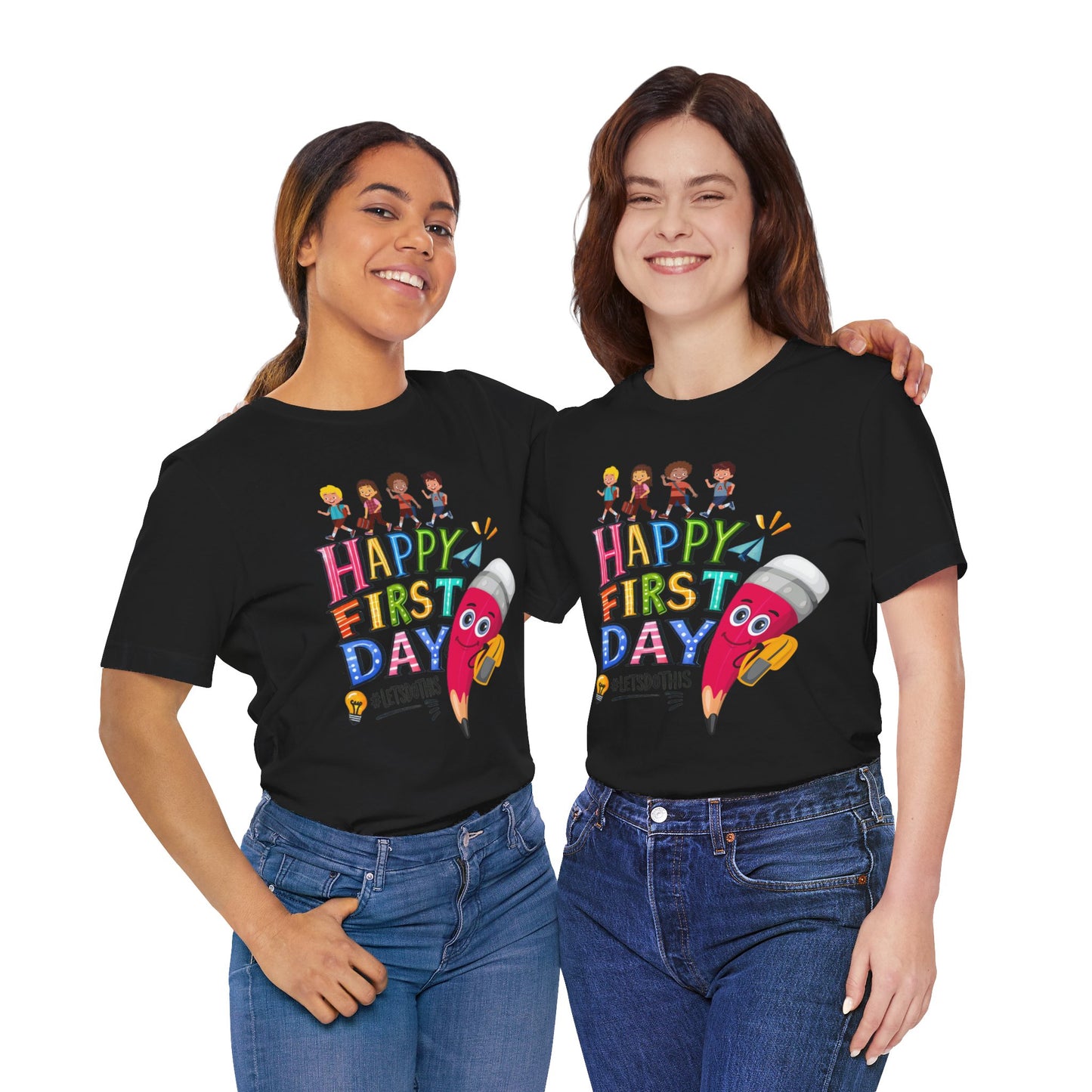 Happy First day T-Shirt, Hello Teacher T-Shirt, Back To School T-Shirt, Teach Love Inspire Teacher Shirt, Teacher Back To school unisex jersey short sleeve.First Day Vibes T-Shirt.