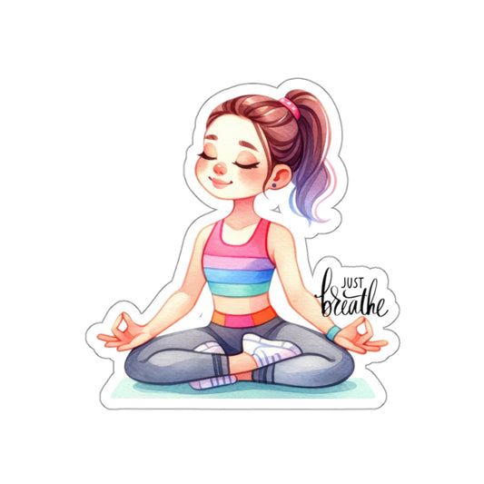 Just Breathe Yoga Kiss-Cut Stickers , Cute Kiss-Cut Stickers, Mindful Gift, Yoga lovers Kiss-Cut Stickers, Yoga Instructor Gift, Gift For Yoga lovers, Gift For Yogi.