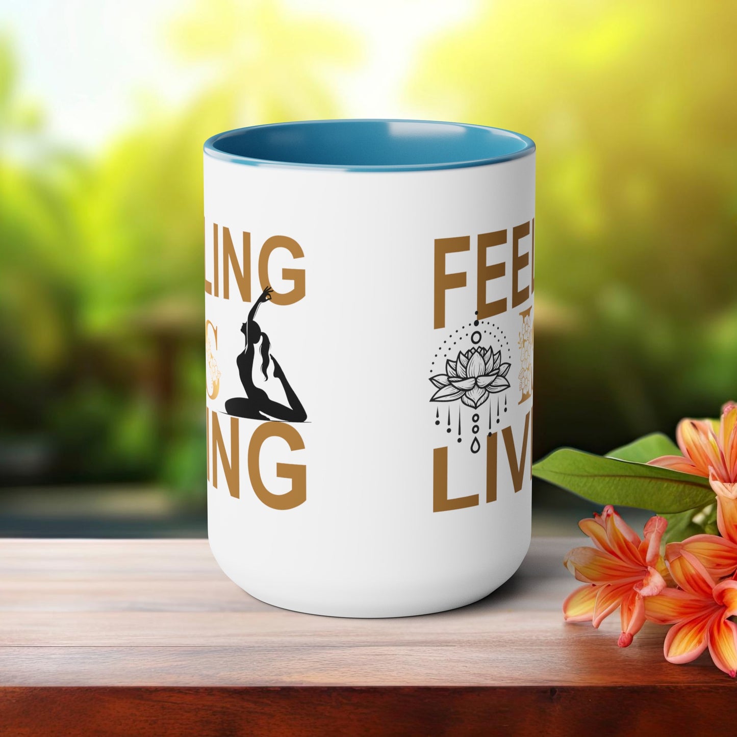 Feeling Is Living Yoga Coffee Mug, Cute Yoga Coffee Mug, Yoga lovers Coffee Mug, Yoga Instructor Gift, Gift For Yoga lover, Gift For Yogi.