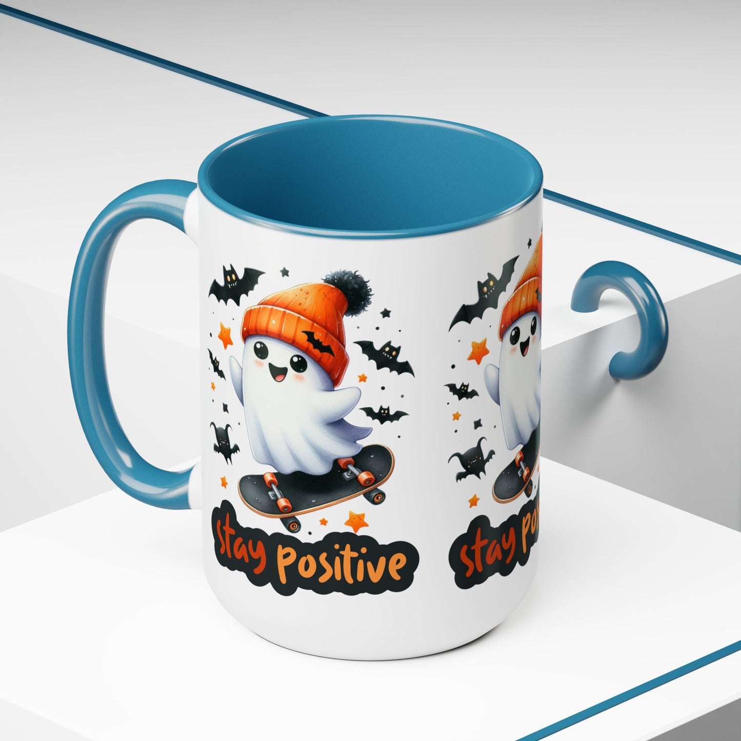 Stay Positive Halloween Coffee Mug,  Let's Go Halloween Coffee Mug, Trick or Treat Halloween Coffee Mug, Cute Skeleton Coffee Mug, Spooky Season Halloween Coffee Mug.