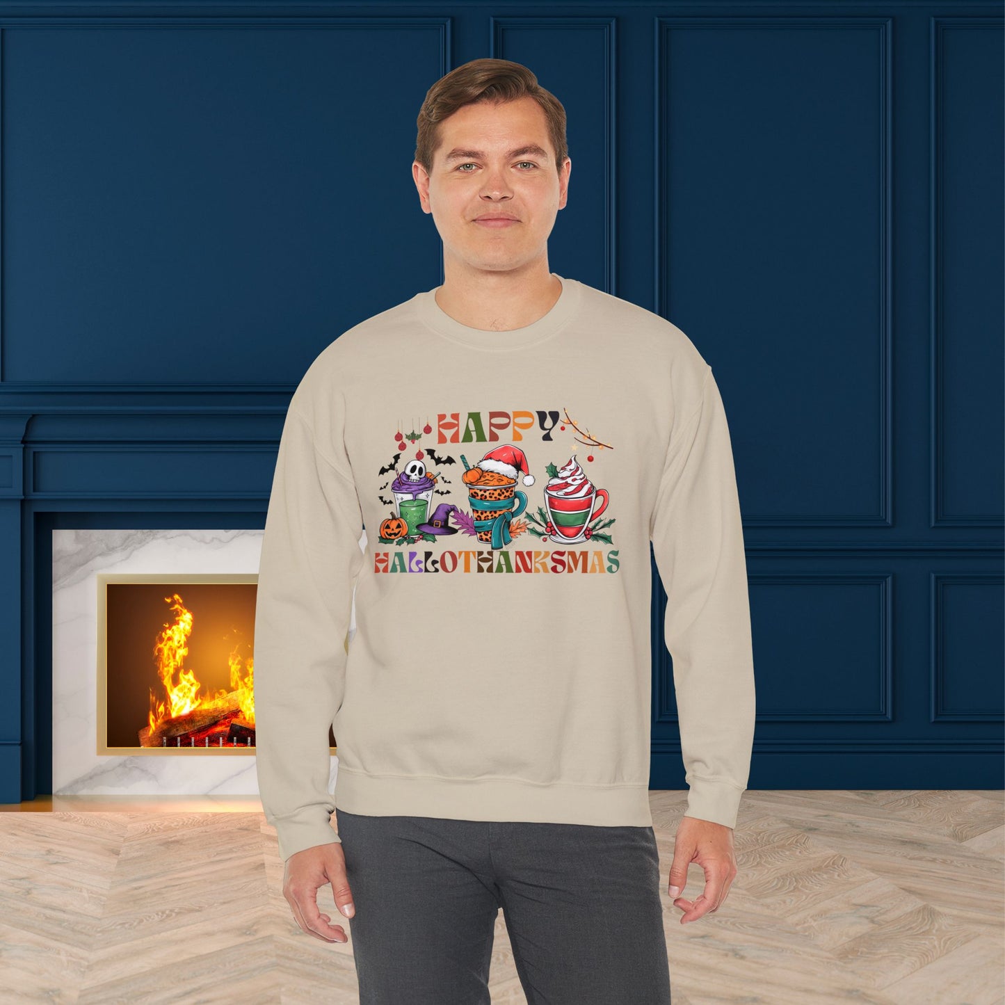 Happy Hellothanksmas Sweatshirt, HappyThanksgiving Sweatshirt - Unisex Heavy Blend, Happy Thanksgiving2024 Sweatshirt, Thanksgiving Gift, Festive Sweatshirt.