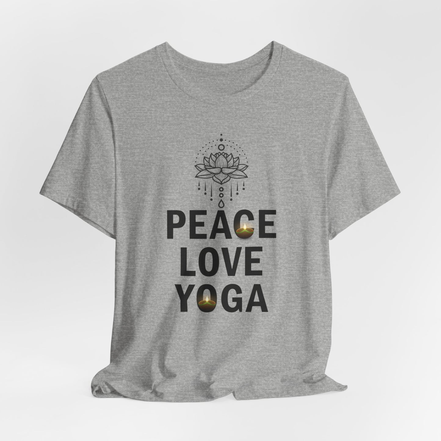 Peace Love Yoga T-Shirt, Cute Yoga workout Shirt, Yoga lovers T-shirt, Yoga Instructor Gift, Gym shirt, Gift For Yoga lover, Gift For Yogi.