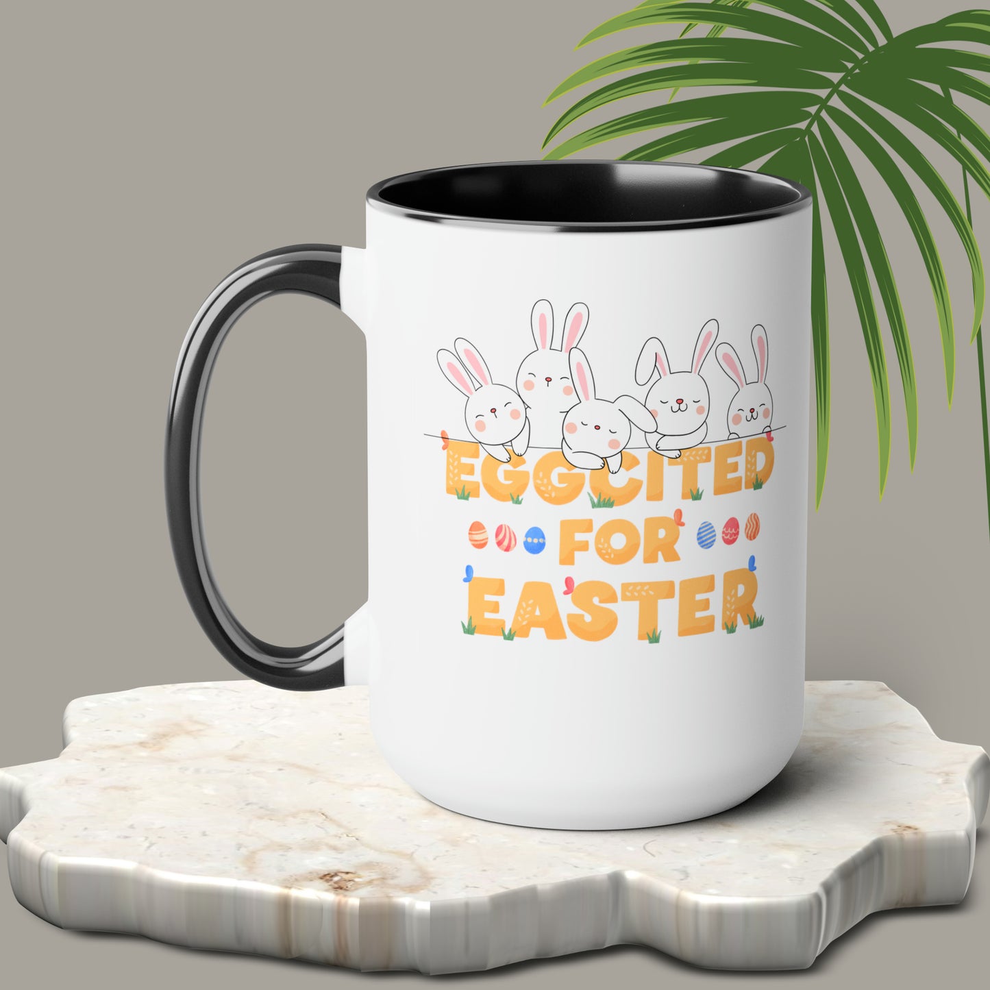 Eggcited For EasterTwo-Tone Coffee Mugs, 15oz