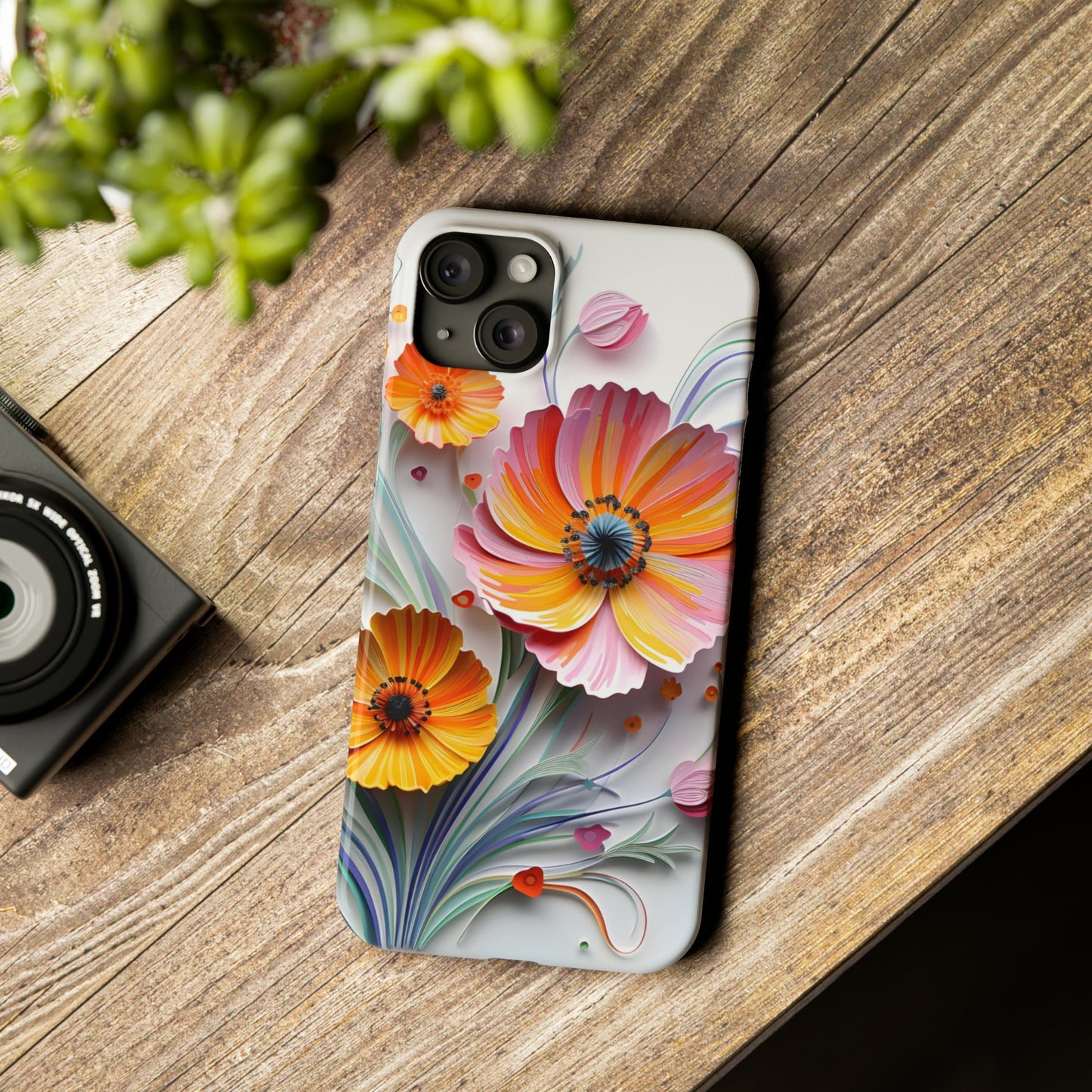 3D Flower Paper art iPhone 15 Phone Cases.