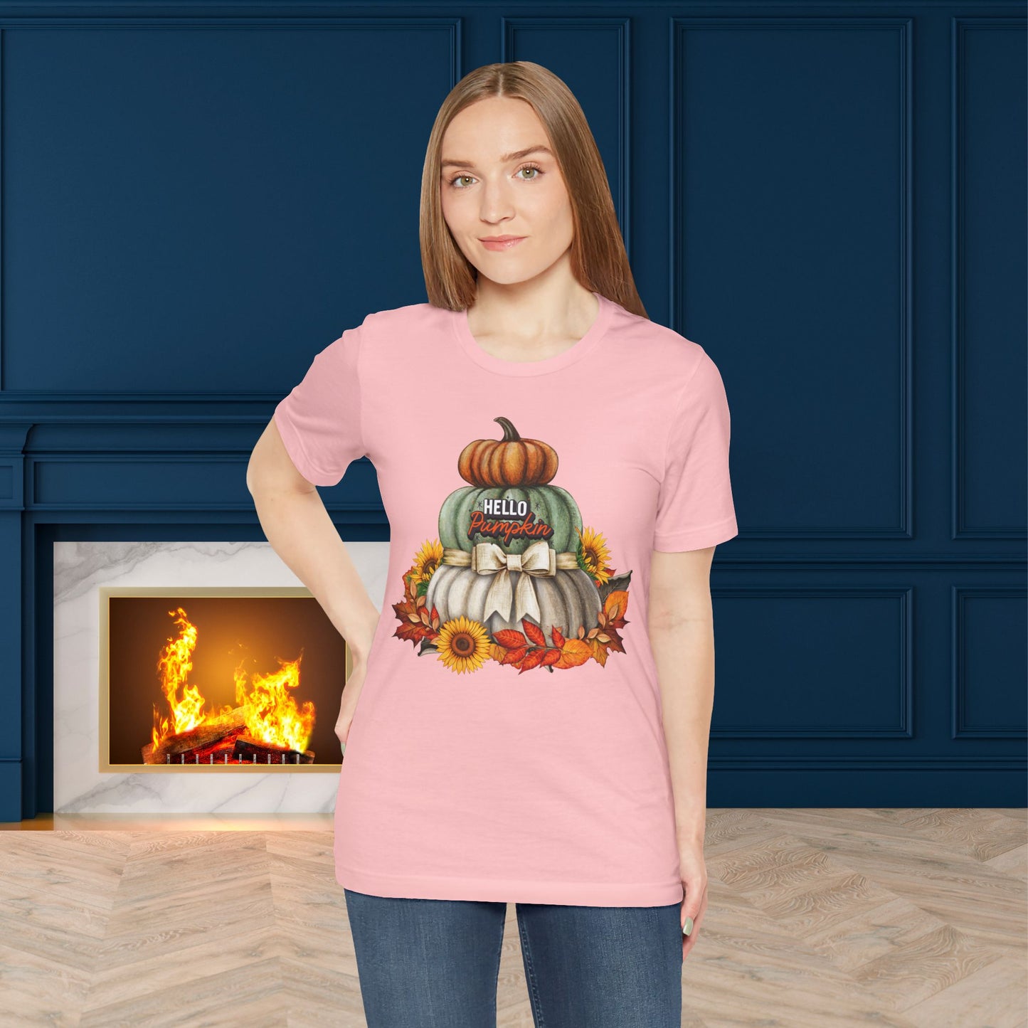 Hello Pumpkin Thanksgiving T-shirt, Happy thanksgiving 2024 T-shirt, Thanksgiving Gift,Turkey Shirt, Family Thanksgiving, Holiday Outfit.