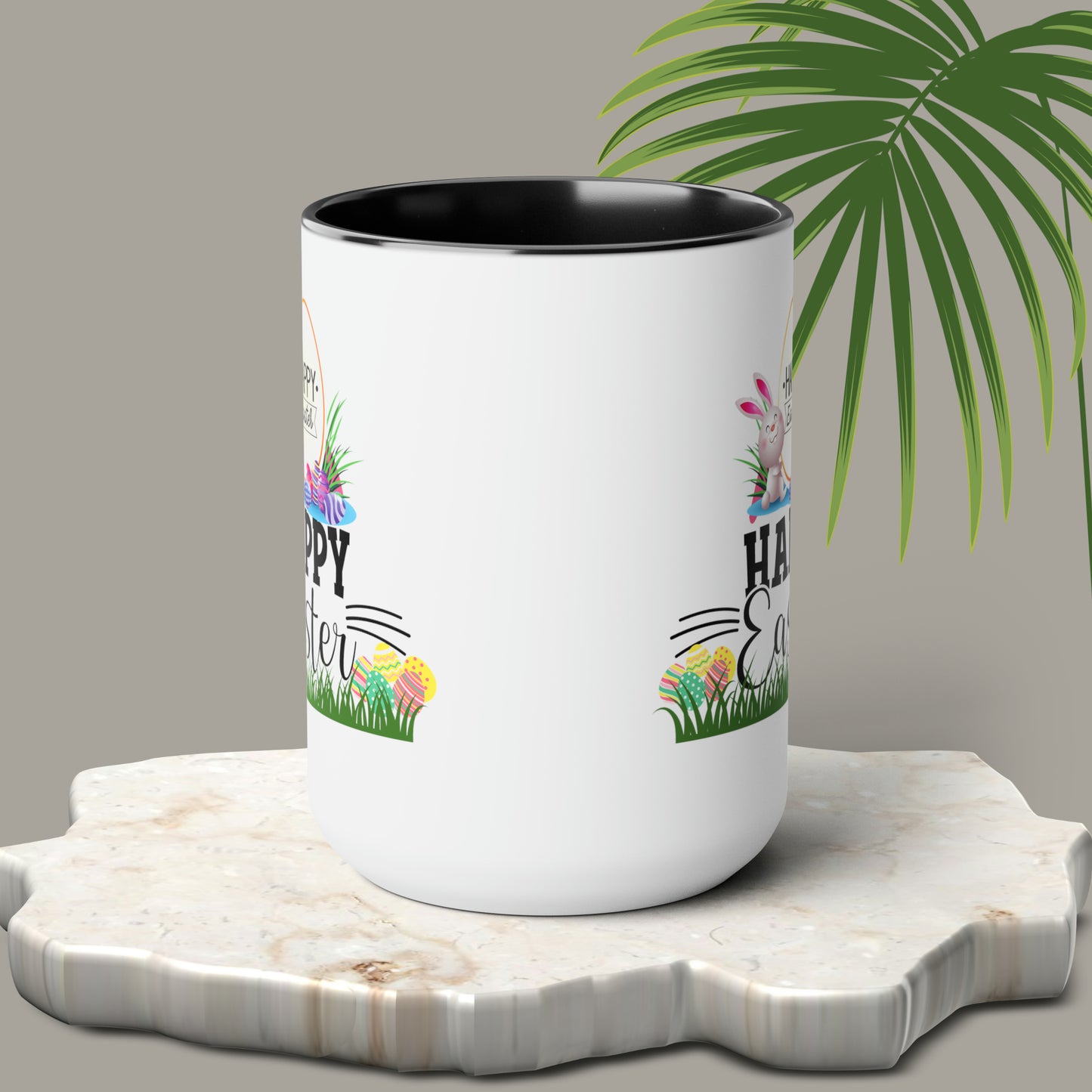 Happy Easter Two-Tone Coffee Mugs, 15oz