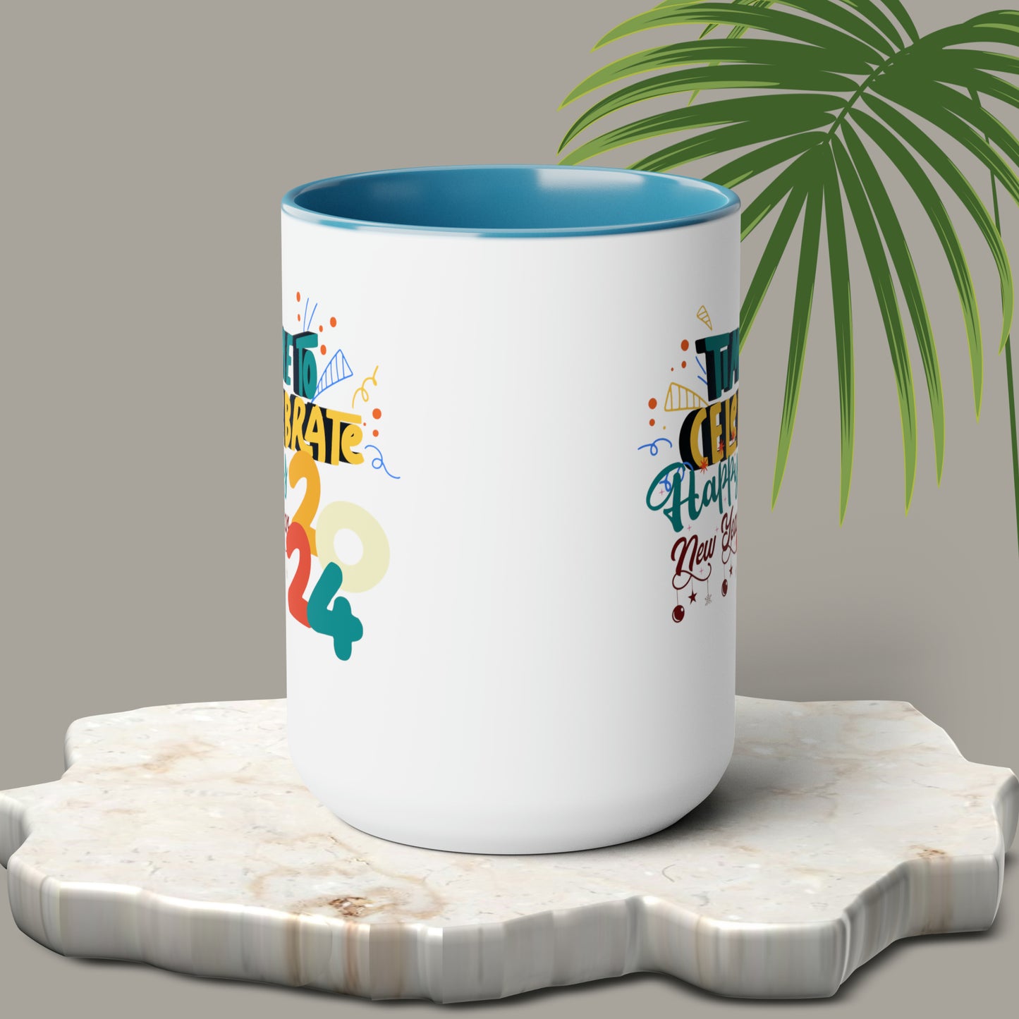 Happy New Year Two-Tone Coffee Mugs, 15oz