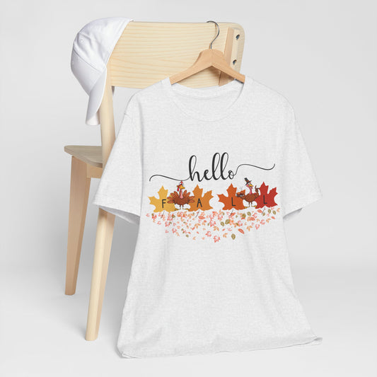 Hello Fall Thanksgiving T-shirt, Happy thanksgiving 2024 T-shirt, Thanksgiving Gift,Turkey Shirt, Family Thanksgiving, Holiday Outfit.