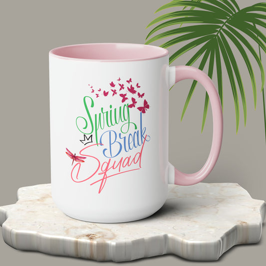 Spring Break Squad Time two-Tone Coffee Mugs, 15oz