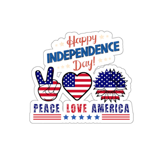 Happy 4th Of July Kiss-Cut Stickers, America, Flag, Peace Love America. Proud To Be An American, Red White Blue stickers. United Fourth of July Stickers.