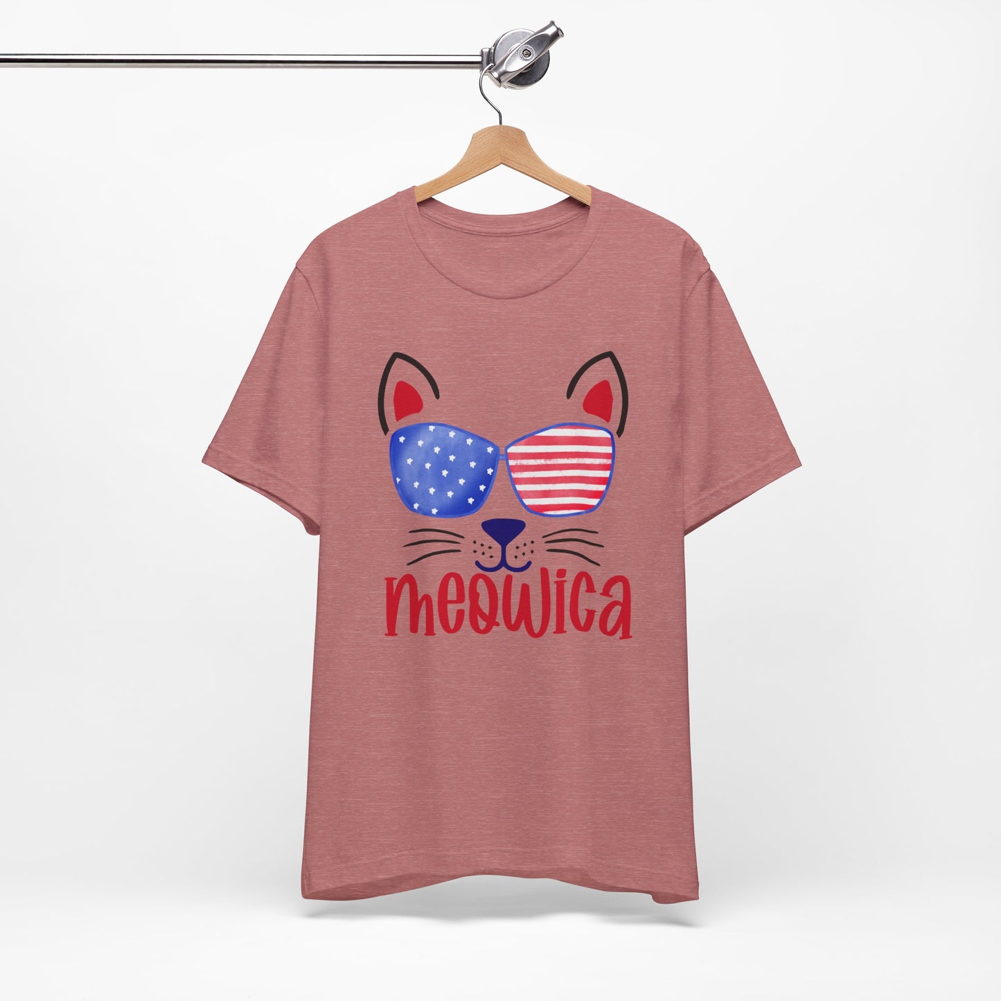 4th of July T-Shirt, Meowica T-shirt,  Fourth of July unisex jersey short sleeve.