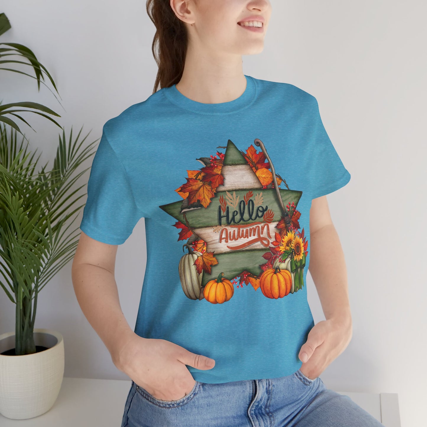 Hello Autumn Thanksgiving T-shirt, Happy thanksgiving 2024 T-shirt, Thanksgiving Gift,Turkey Shirt, Family Thanksgiving, Holiday Outfit.