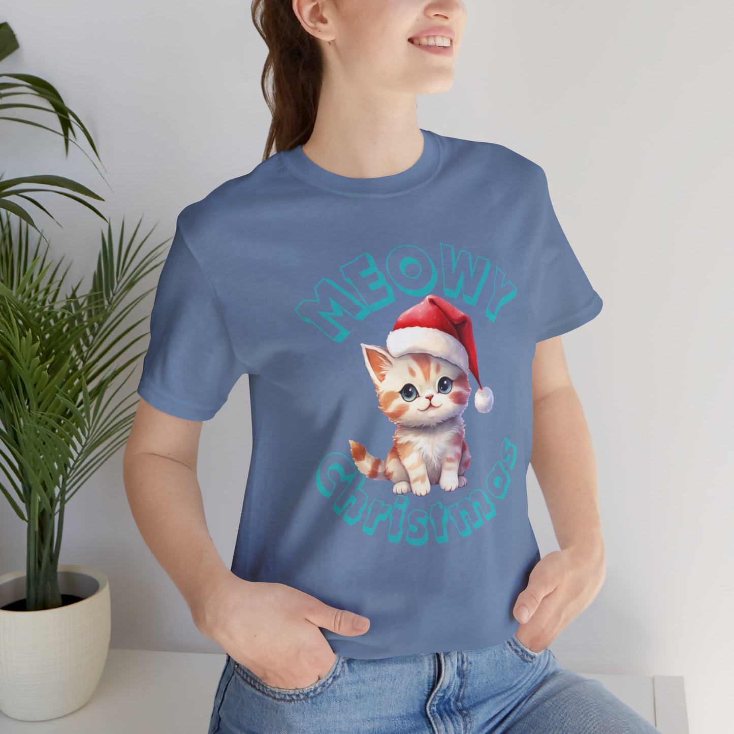 Meowy Christmas Unisex Tee, Christmas Shirt, Christmas Outfit, Merry Christmas T-shirt, Merry Christmas 2024 T-shirt, Christmas Gift, Family Holiday Outfit.