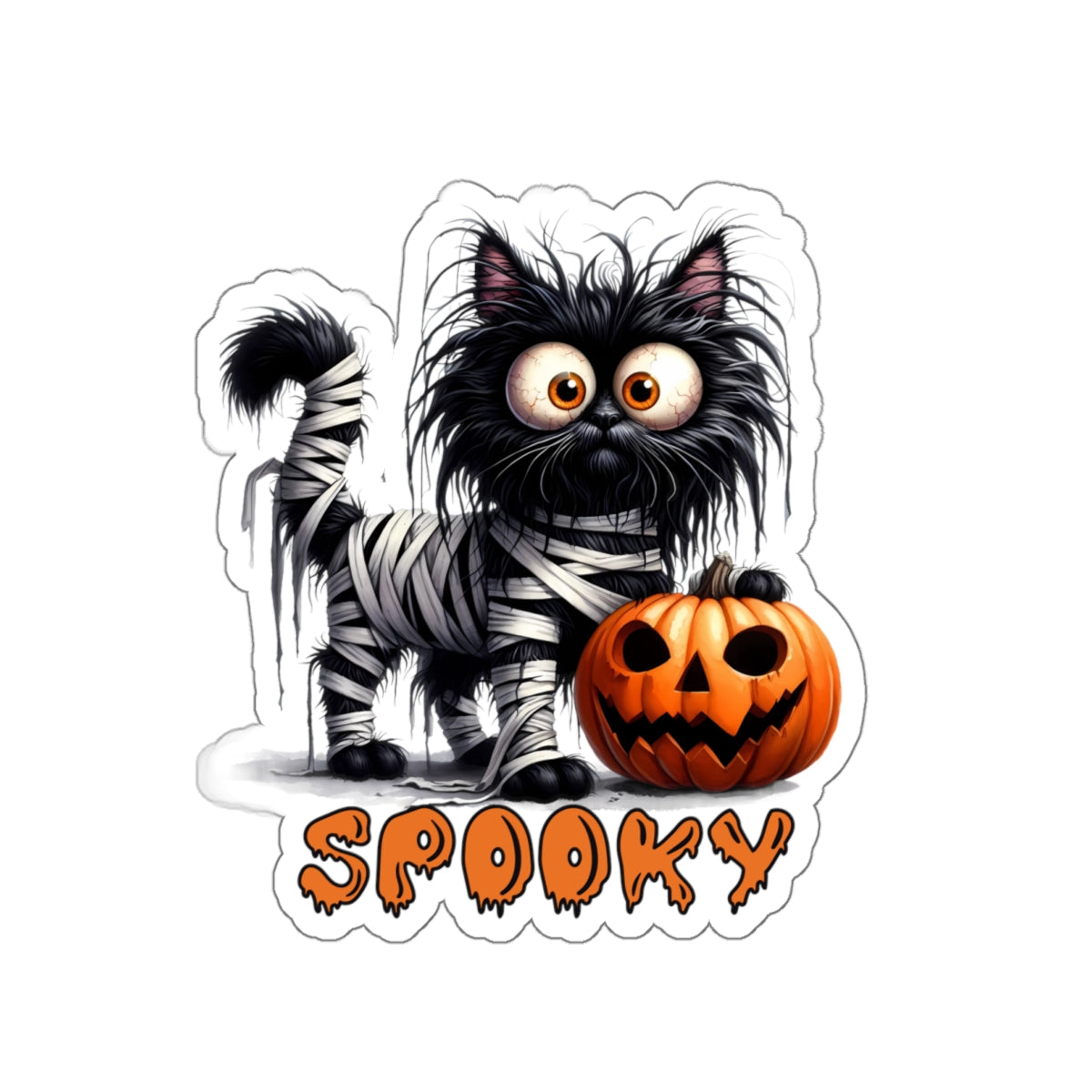 Spooky Kiss-Cut Stickers, Happy Halloween Kiss-Cut Stickers, Spooky Season Kiss-Cut Stickers, Cute Cat Halloween Kiss-Cut Stickers.