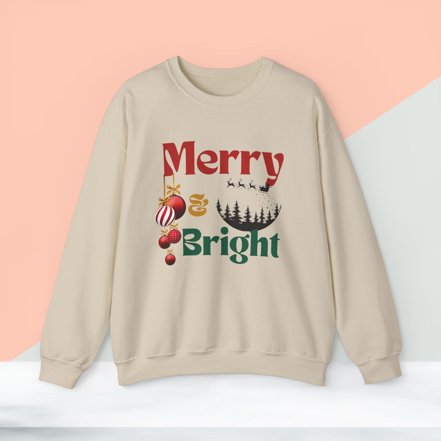 Merry & Bright Christmas Sweatshirt - Unisex Heavy Blend, Merry Christmas, Festive, Christmas Gift, Crewneck, merry Christmas Sweatshirt, Christmas Sweatshirt  Christmas Gift, Festive Sweatshirt.