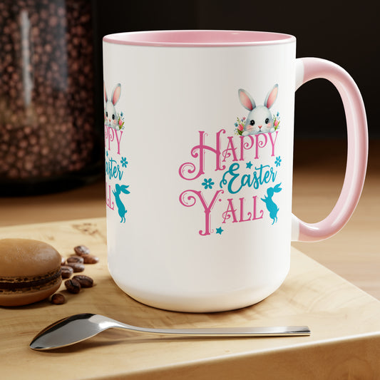 Happy Easter Two-Tone Coffee Mugs, 15oz