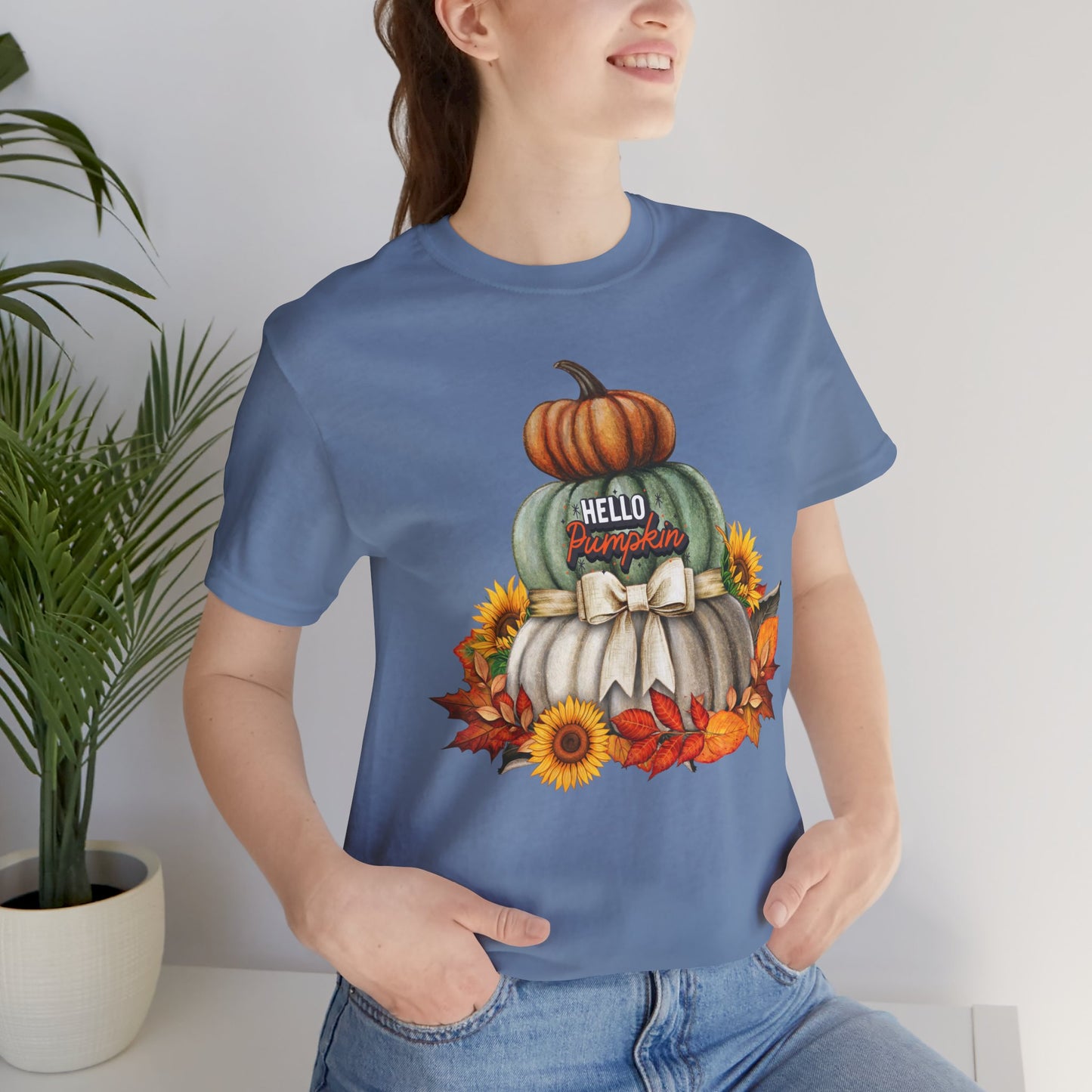 Hello Pumpkin Thanksgiving T-shirt, Happy thanksgiving 2024 T-shirt, Thanksgiving Gift,Turkey Shirt, Family Thanksgiving, Holiday Outfit.