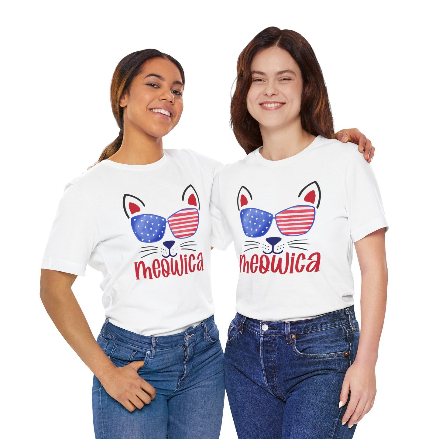 4th of July T-Shirt, Meowica T-shirt,  Fourth of July unisex jersey short sleeve.