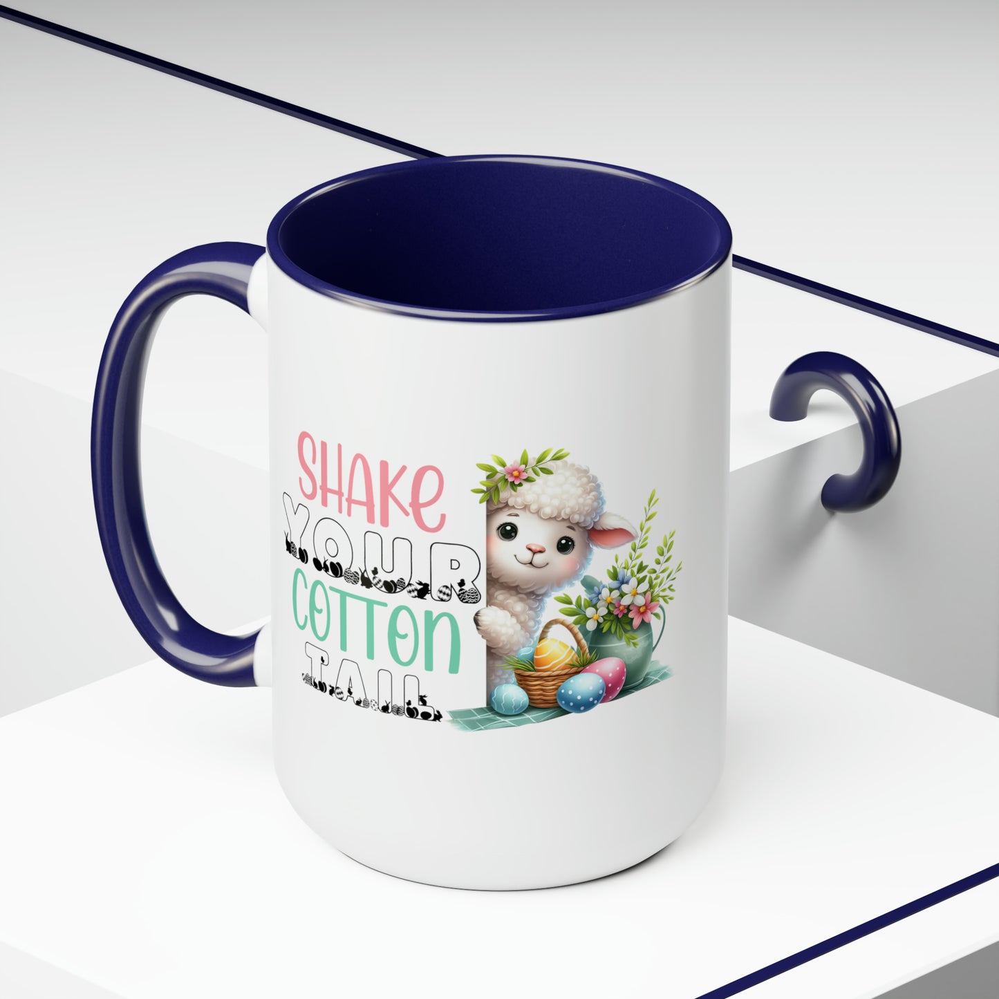 Shake Your Cotton Tail Two-Tone Coffee Mugs, 15oz