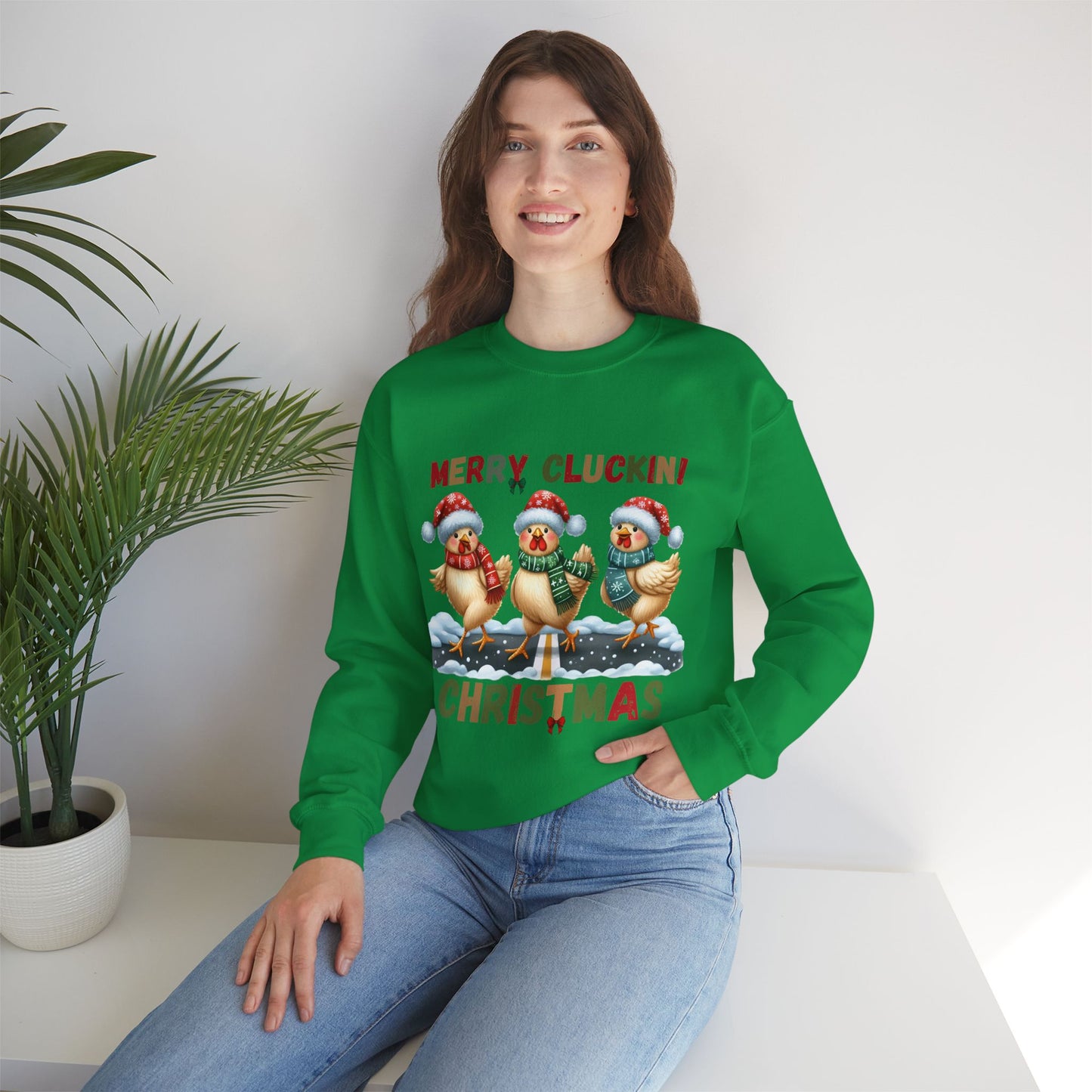 Merry Clucking! Christmas Sweatshirt - Unisex Heavy Blend, Merry Christmas, Festive, Christmas Gift, Crewneck, merry Christmas Sweatshirt, Christmas Sweatshirt  Christmas Gift, Festive Sweatshirt.