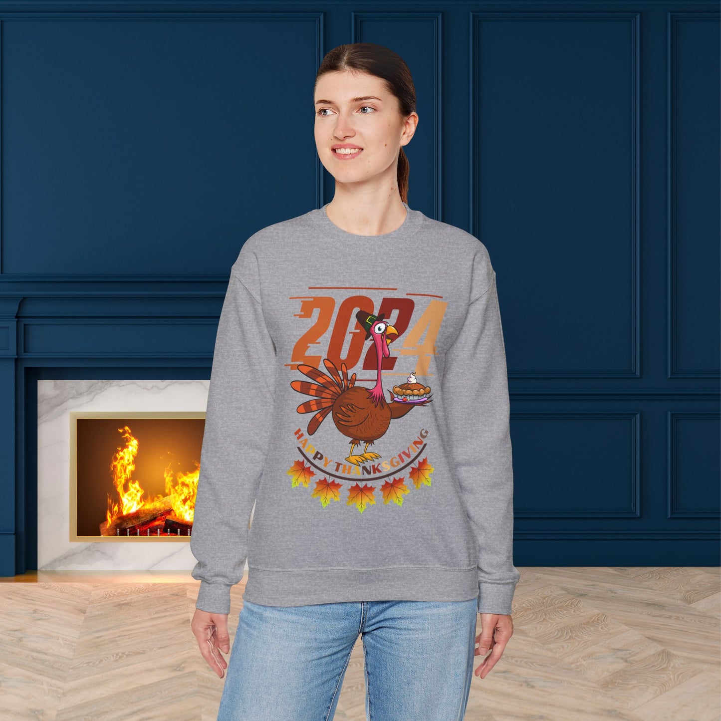 Happy Thanksgiving Turkey Sweatshirt - Unisex Heavy Blend, Happy Thanksgiving2024 Sweatshirt, Thanksgiving Gift, Festive Sweatshirt.