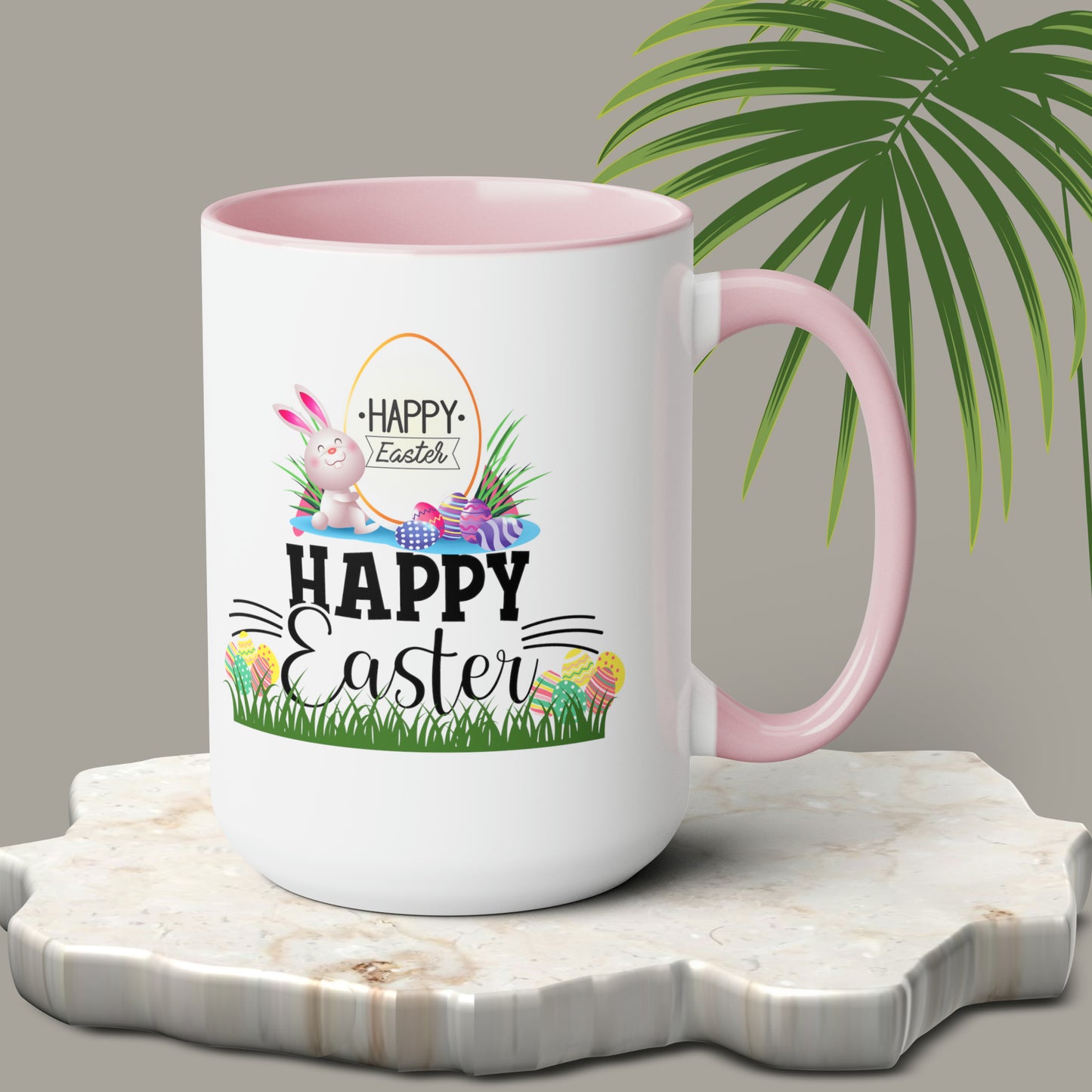 Happy Easter Two-Tone Coffee Mugs, 15oz