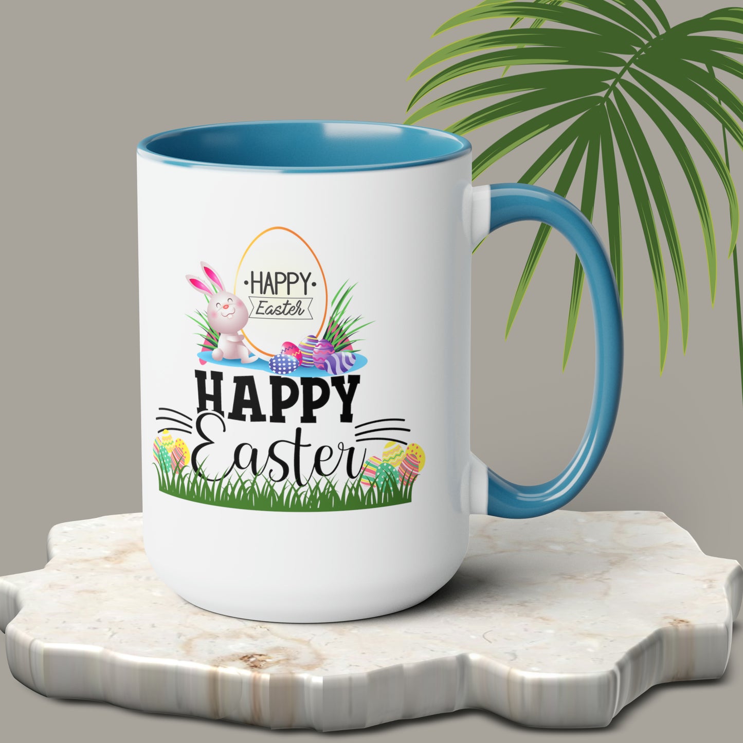 Happy Easter Two-Tone Coffee Mugs, 15oz