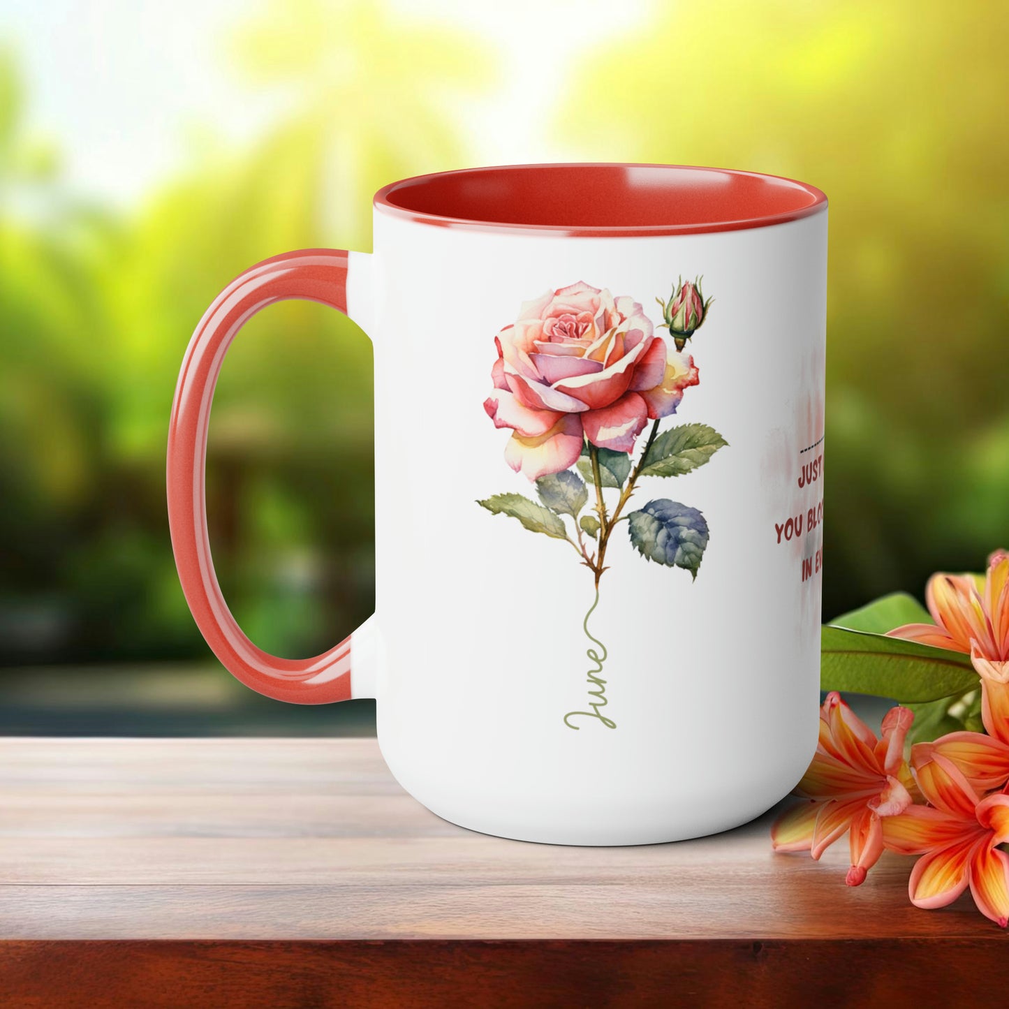 Birth Month flower Tow-Tone Coffee Mug.15oz, June Birth Month flower mug.