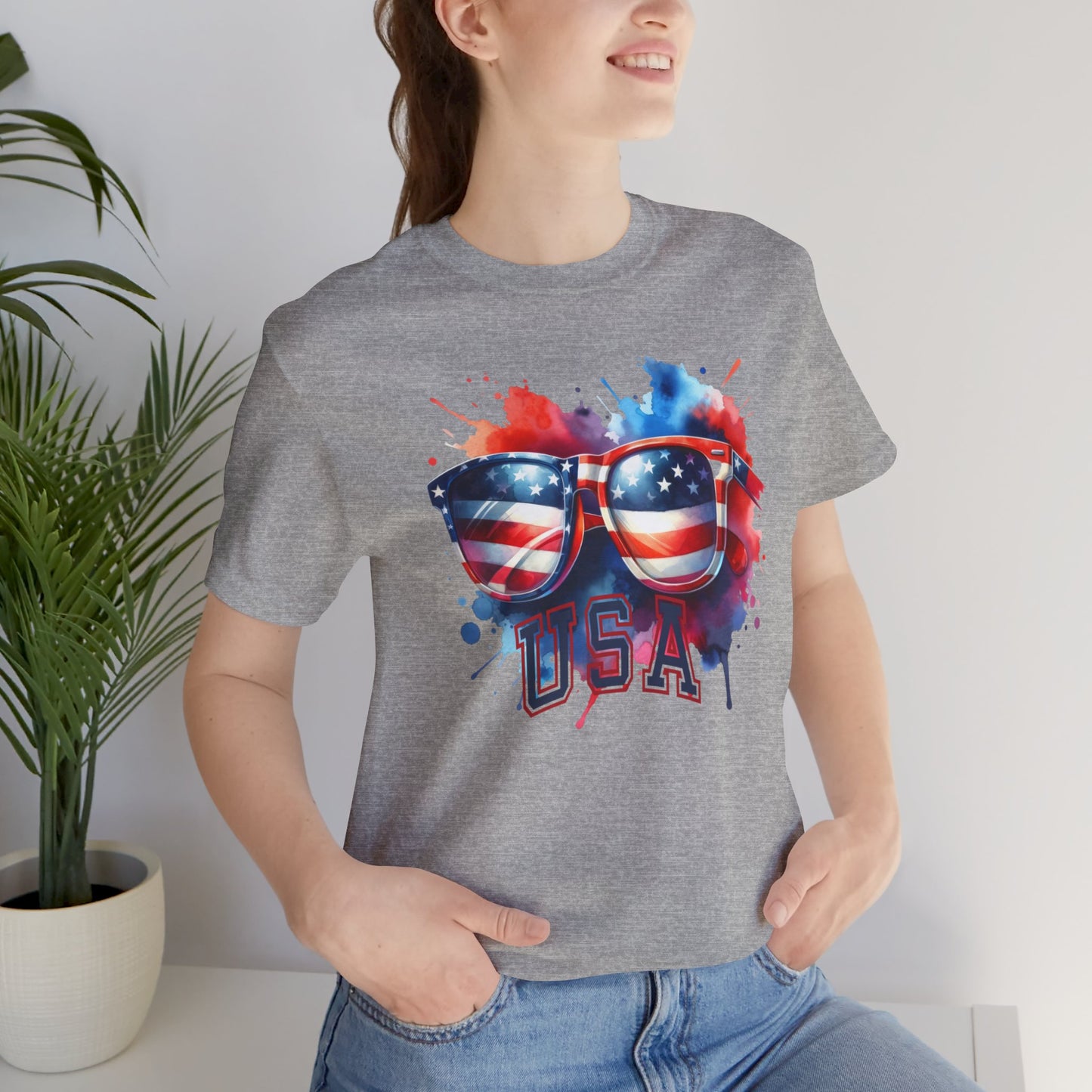 4th of July T-shirt, Sweet Land Of Liberty T-Shirt, Fourth of July unisex jersey short sleeve, America, Flag, Peace Love America. Proud To Be An American, Red White Blue.