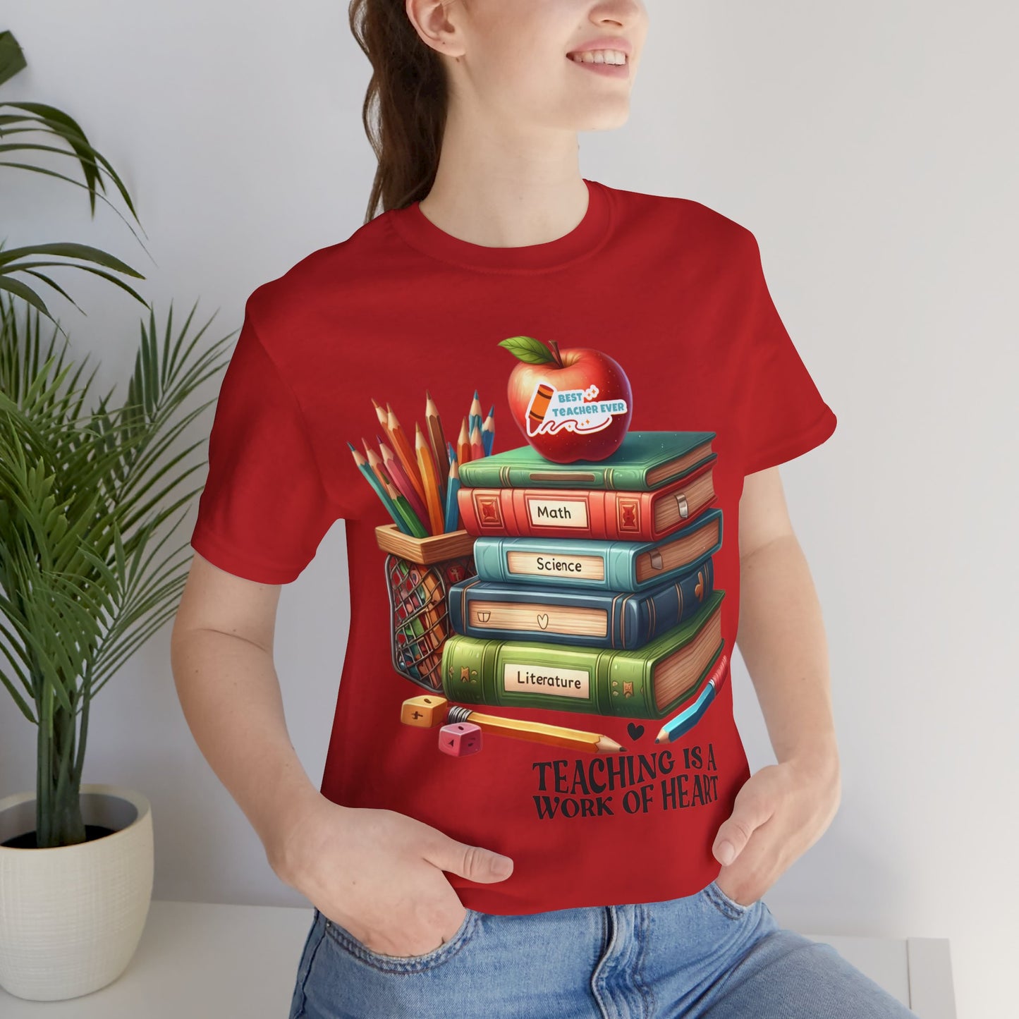 Teaching Is A Work Of Heart T-shirt, Hello Teacher T-Shirt, Back To School T-Shirt, Teach Love Inspire Teacher Shirt, Teacher Back To school unisex jersey short sleeve.First Day Vibes T-Shirt.