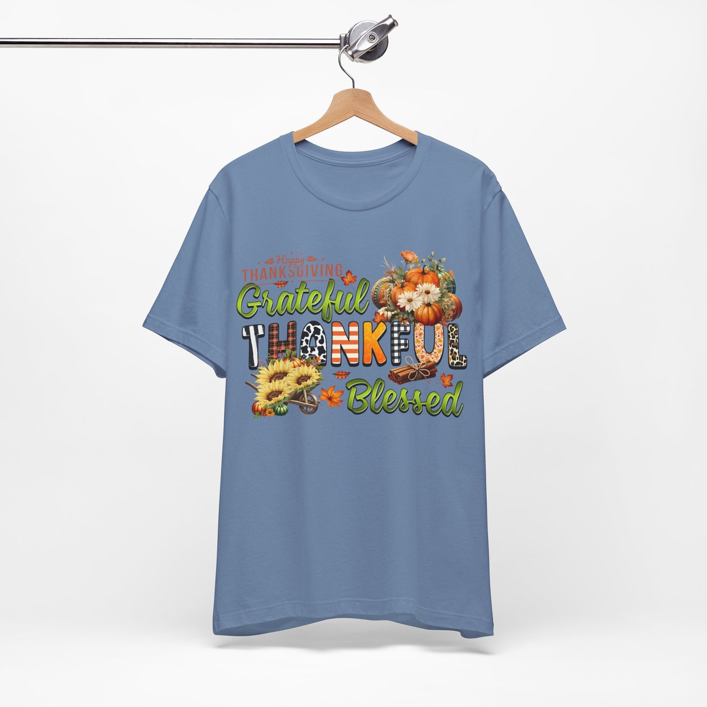 Grateful Thankful Blessed T-shirt, Happy Thanksgiving T-shirt, Happy thanksgiving 2024 T-shirt, Thanksgiving Gift,Turkey Shirt, Family Thanksgiving, Holiday Outfit.