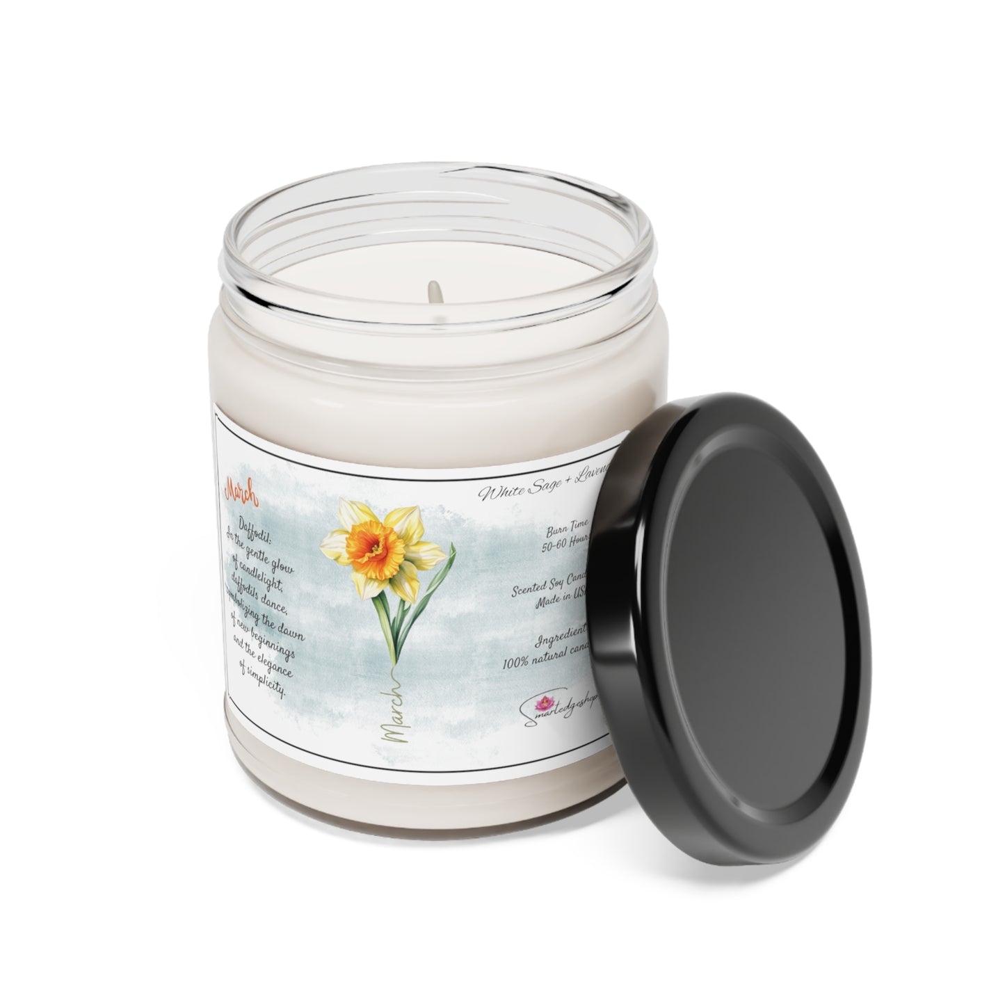 March Birth month Flower Scented Soy Candle, 9oz