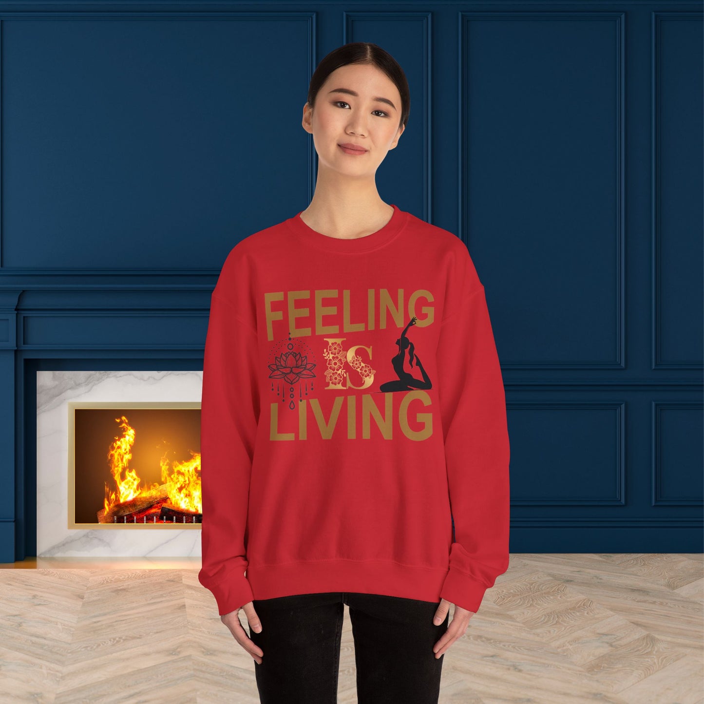 Feeling Is Living Yoga unisex heavy blend crewneck sweatshirt,Yoga workout Sweatshirt,Yoga lovers Sweatshirt, Yoga Instructor Gift, Gym Sweatshirt, Gift For Yoga lovers, Gift For Yogi.